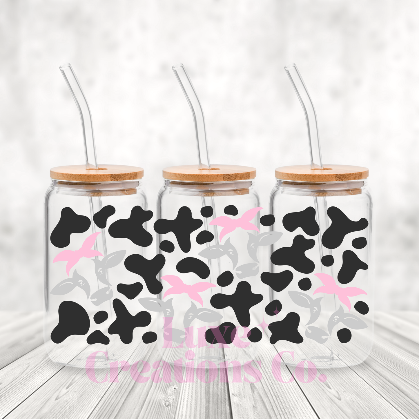 Cartoon Cow Bow UV DTF Wrap (#84)