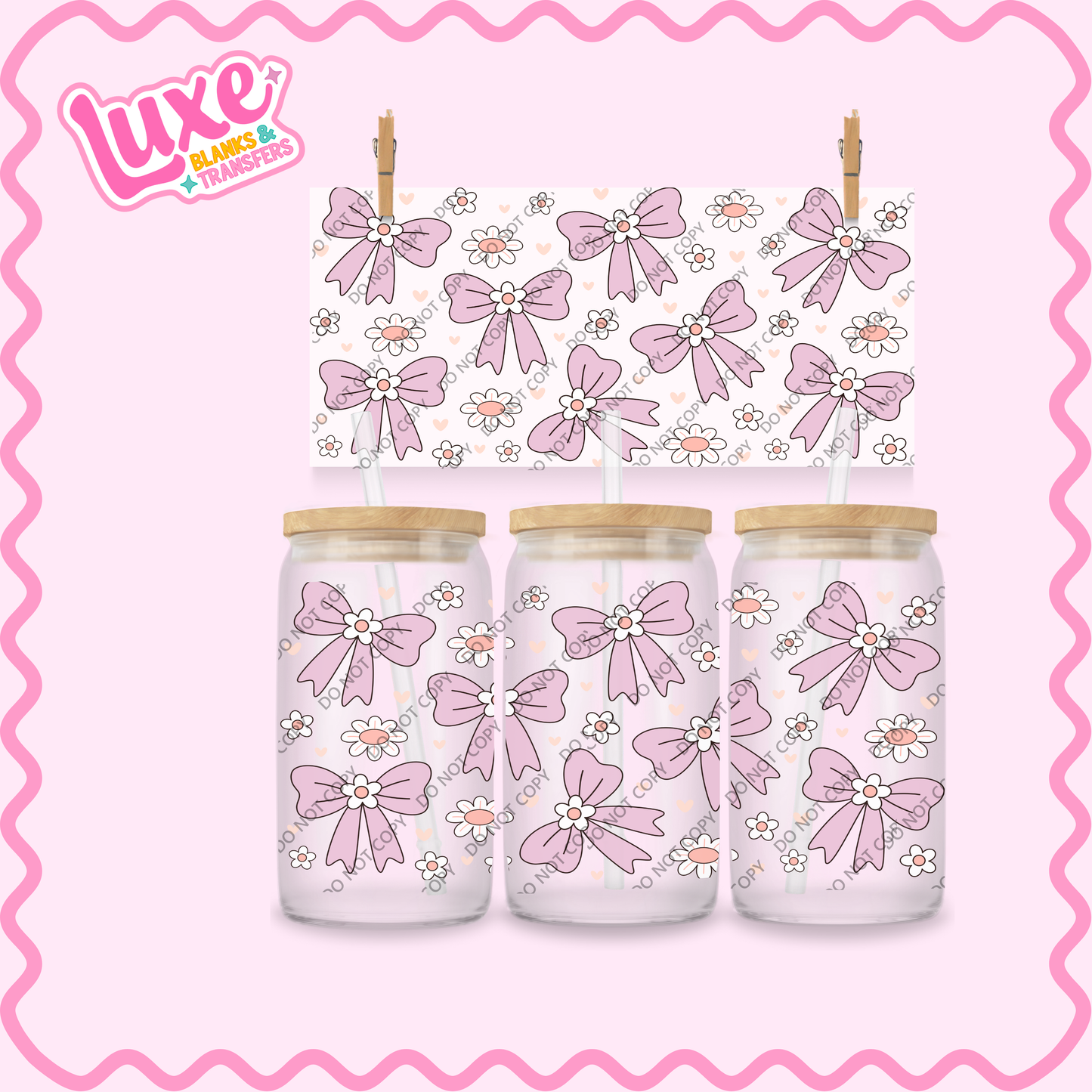 16oz UV DTF Wrap | Cartoon Bows | #2194