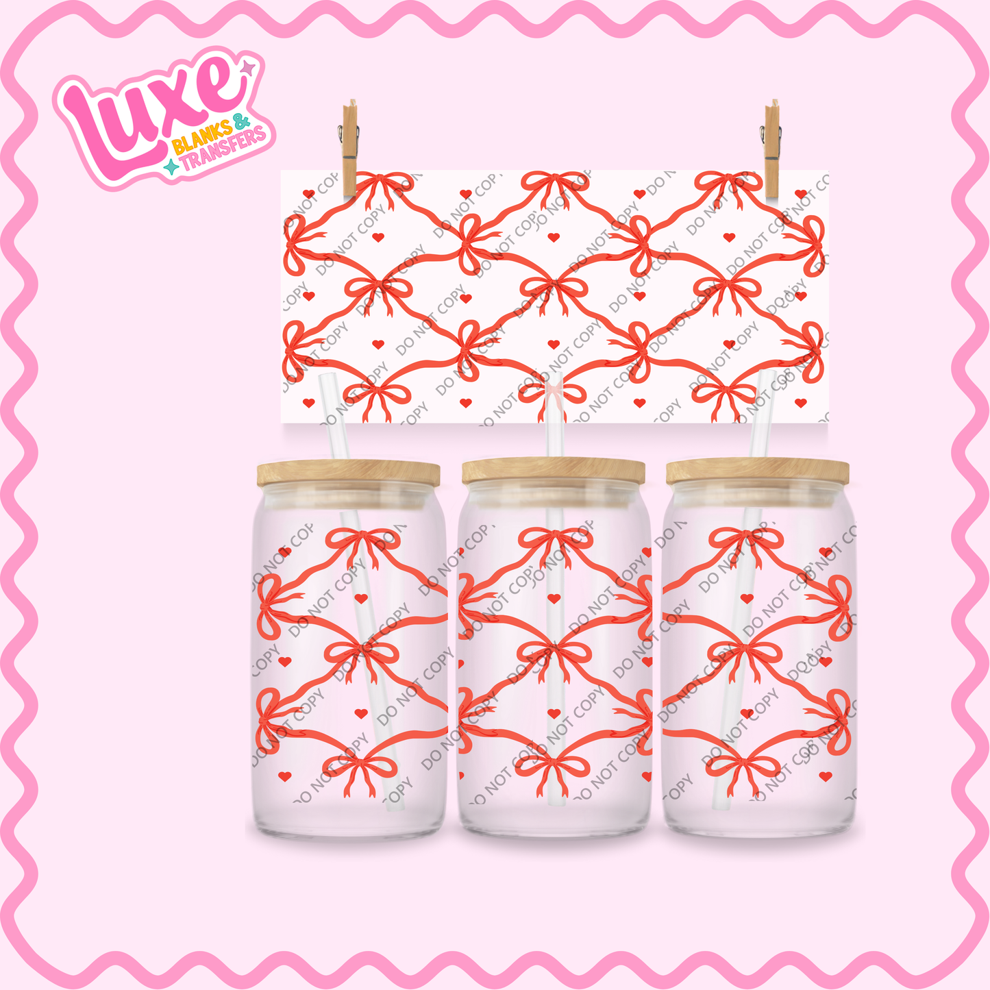 16oz UV DTF Wrap | Red Bows | #2196