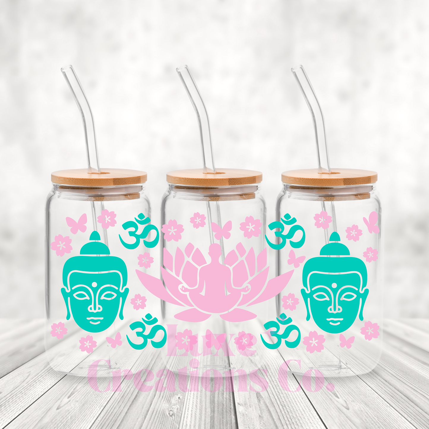 Teal Lotus UV DTF Wrap (#81)