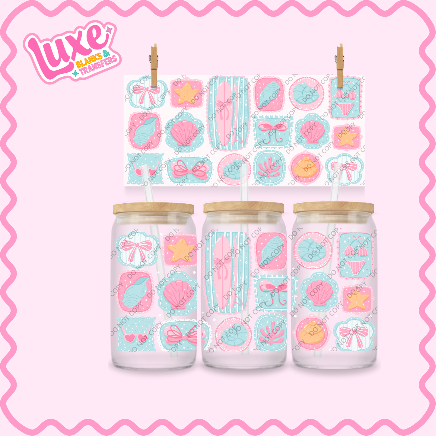 16oz UV DTF Wrap | Coastal Pastel Beach | #2198