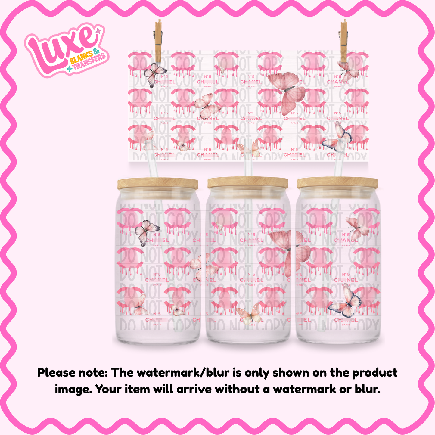 16oz UV DTF Wrap | Pink C/C Butterflies | #2065