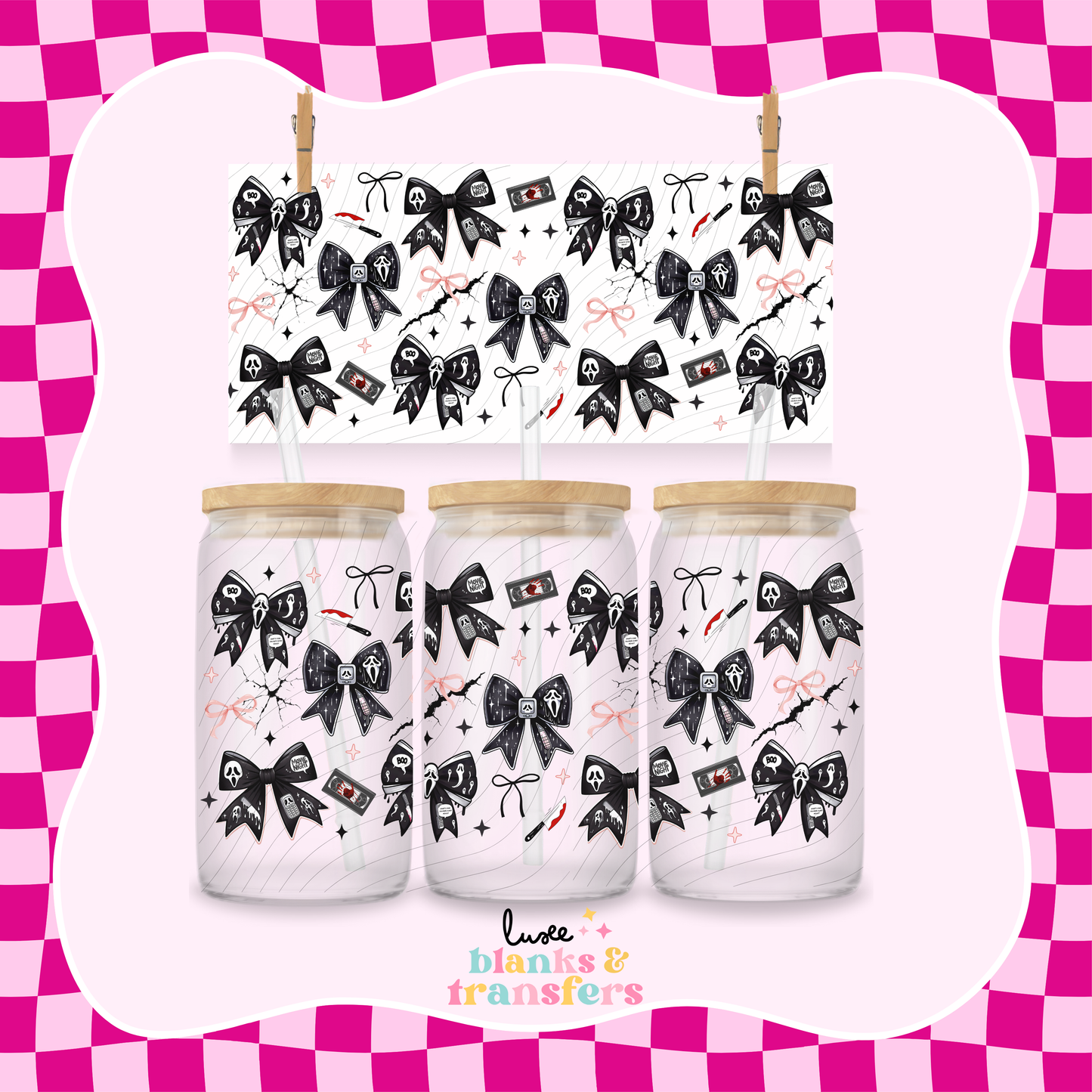 Spooky Black Bows UV DTF Wrap (#382)