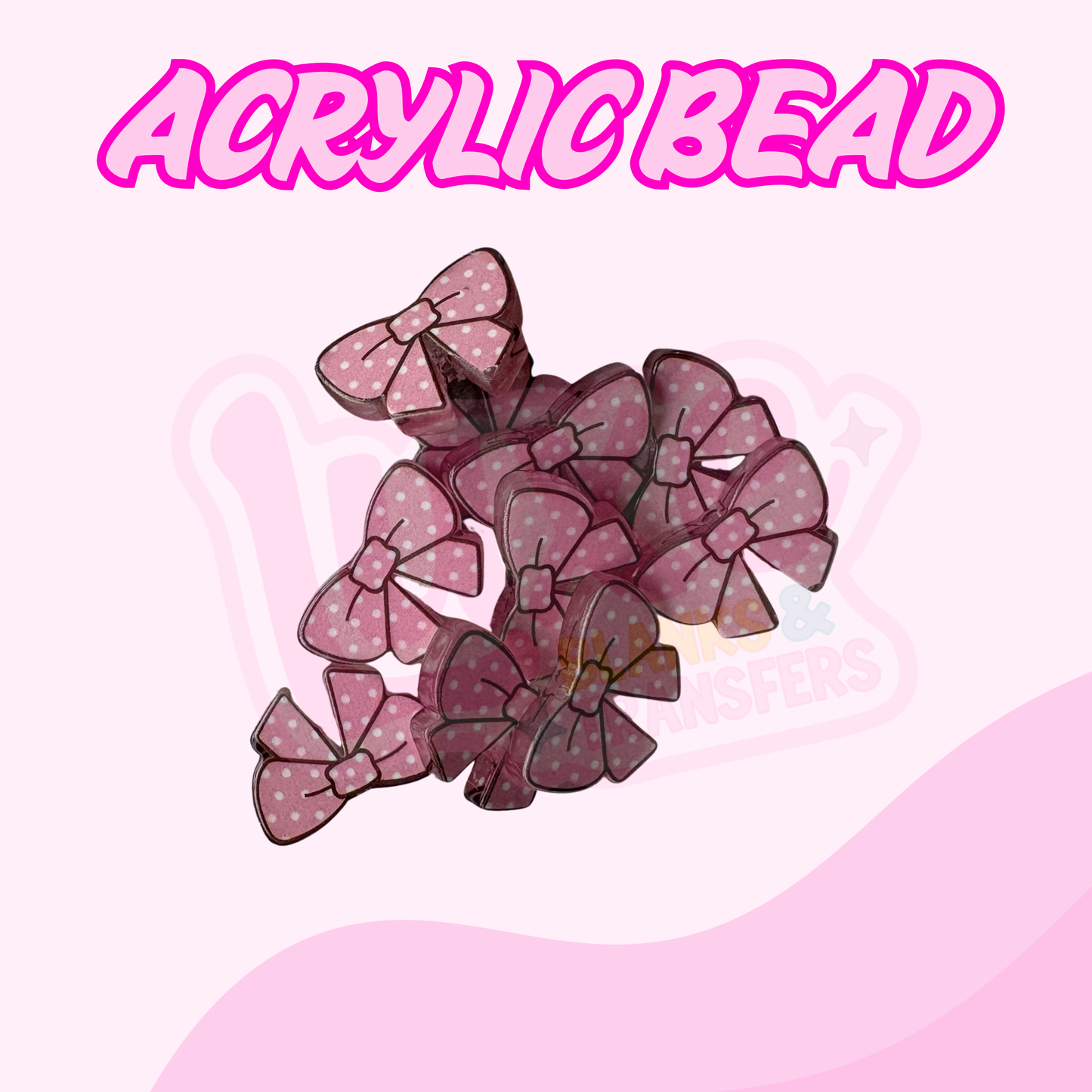 Flatback Acrylic Bead | Pink Bow