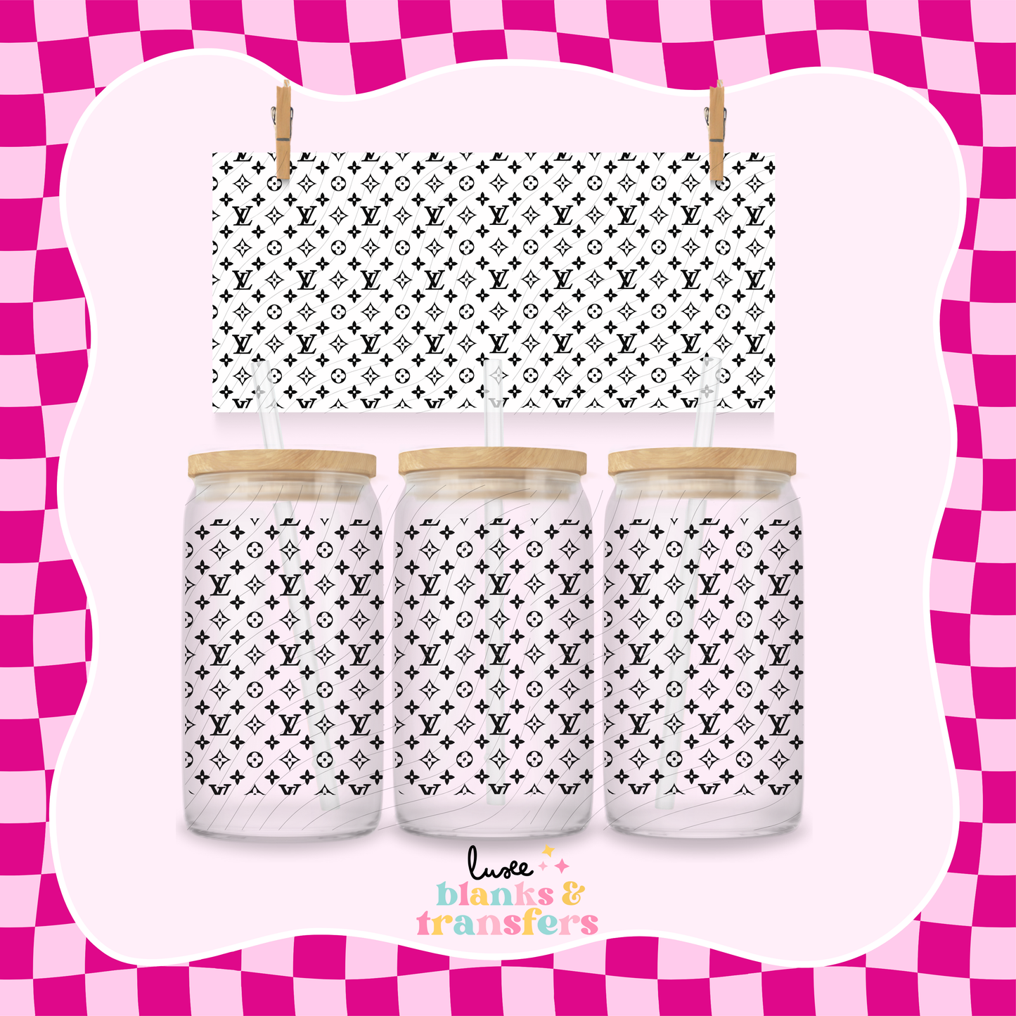 LV Pattern Black UV DTF Wrap by Luxe (#732)