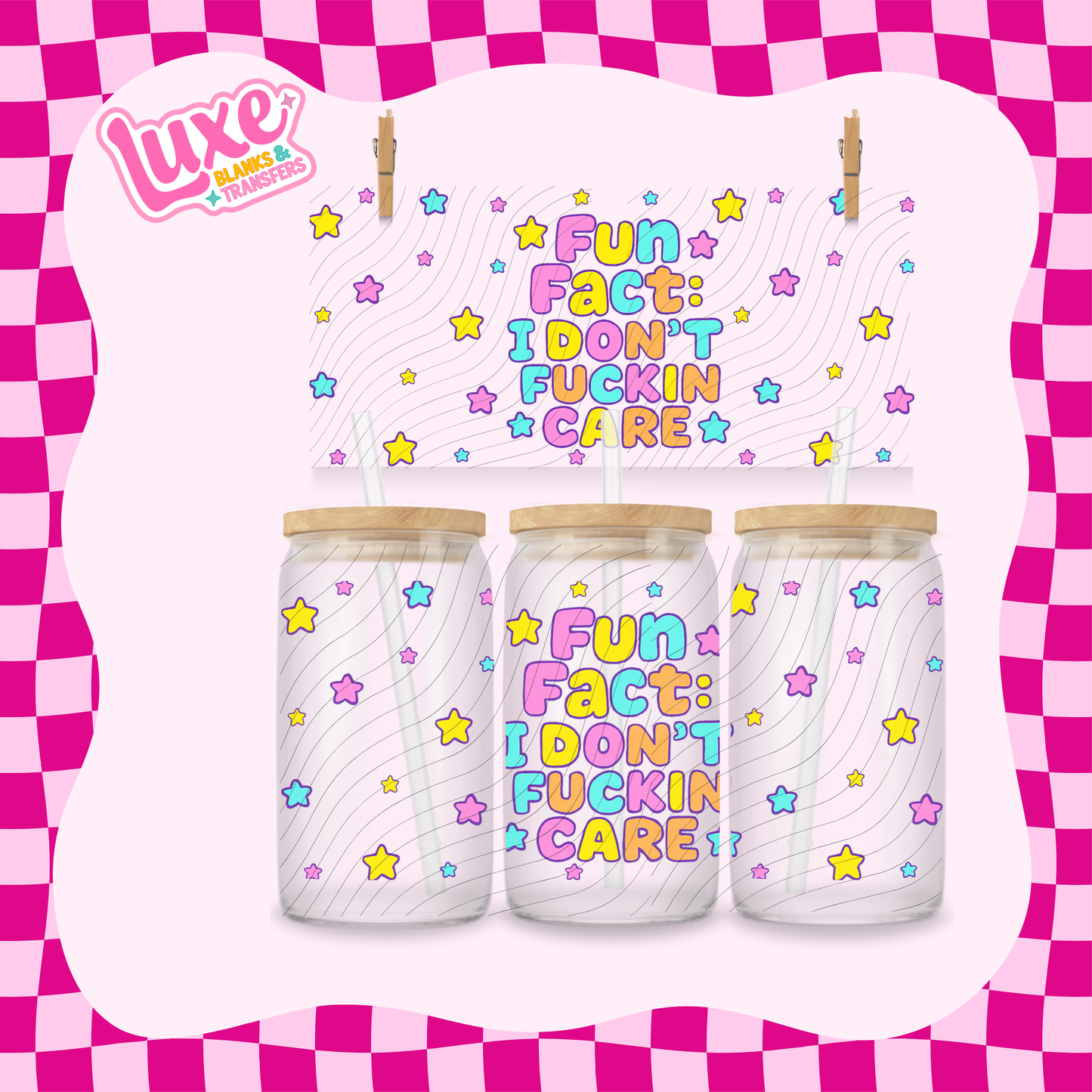 I Don't F'n Care Swear Wrap | 16oz UV DTF Wrap | #1732