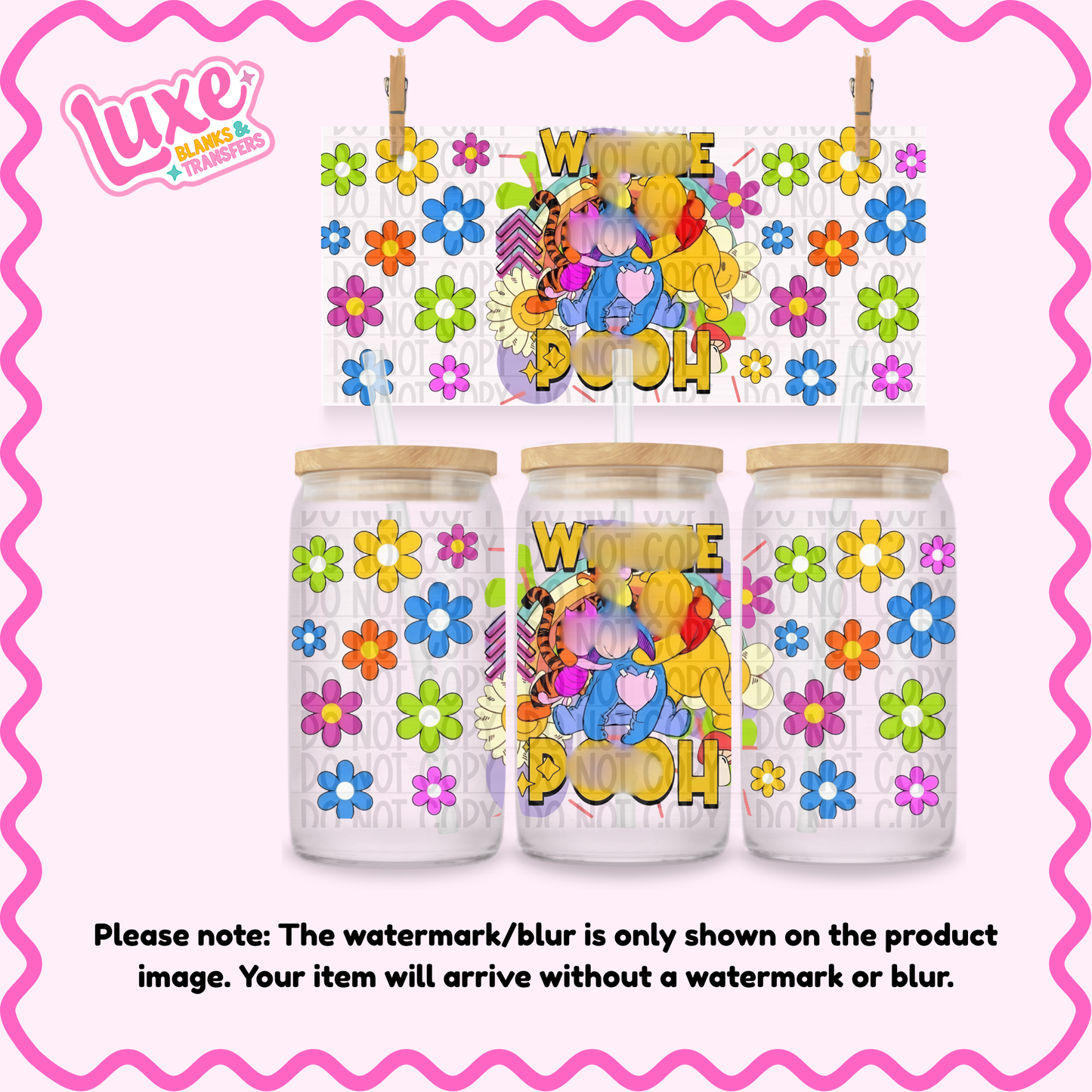 16oz UV DTF Wrap | Yellow Bear Flowers | #1929