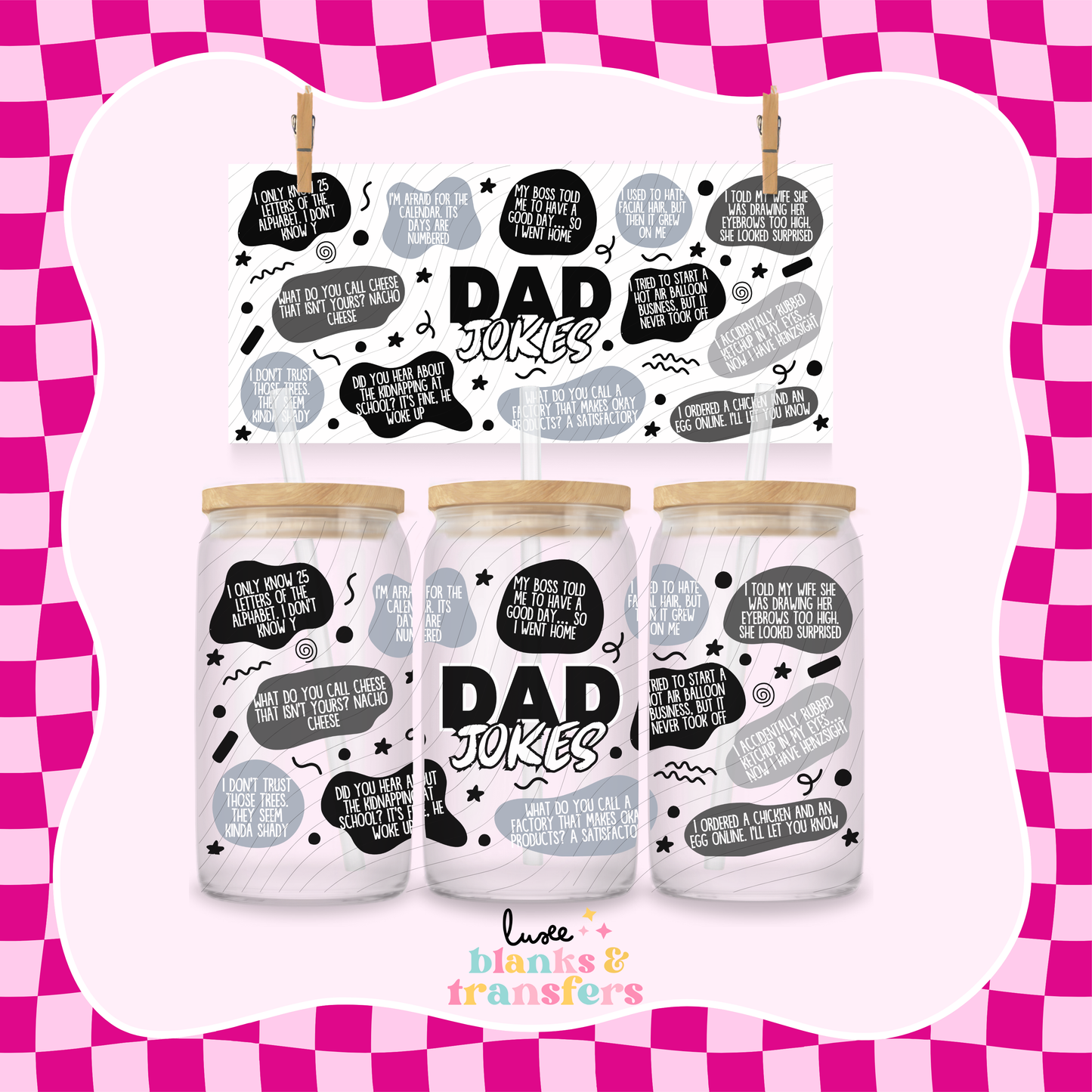 Dad Jokes Grey UV DTF Wrap (#394)