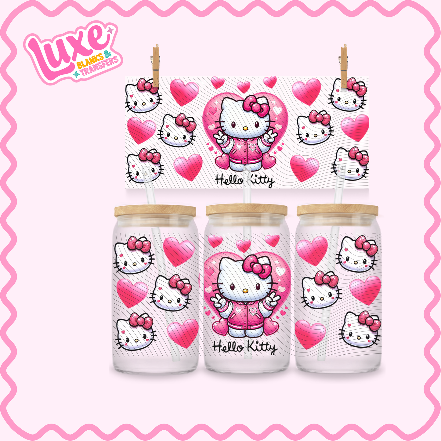 16oz UV DTF Wrap | HK Pink Hearts | #2999