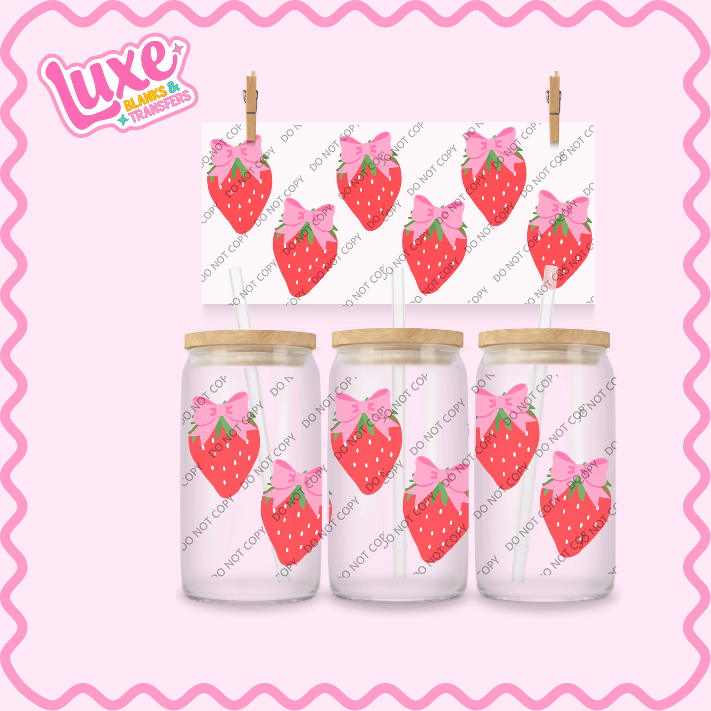 16oz UV DTF Wrap | Strawberries | #2214