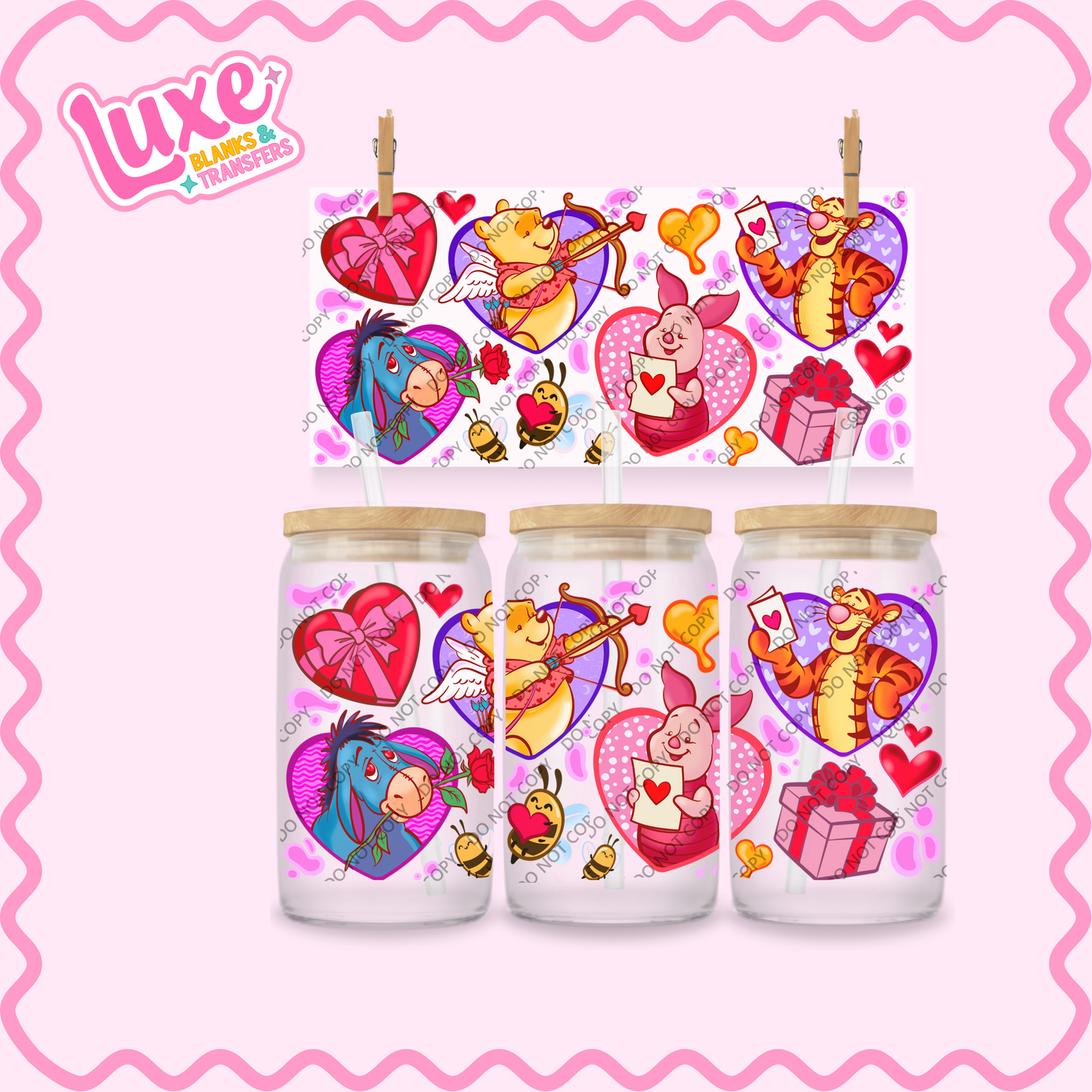 16oz UV DTF Wrap | Cutesy Win Hearts | #2216