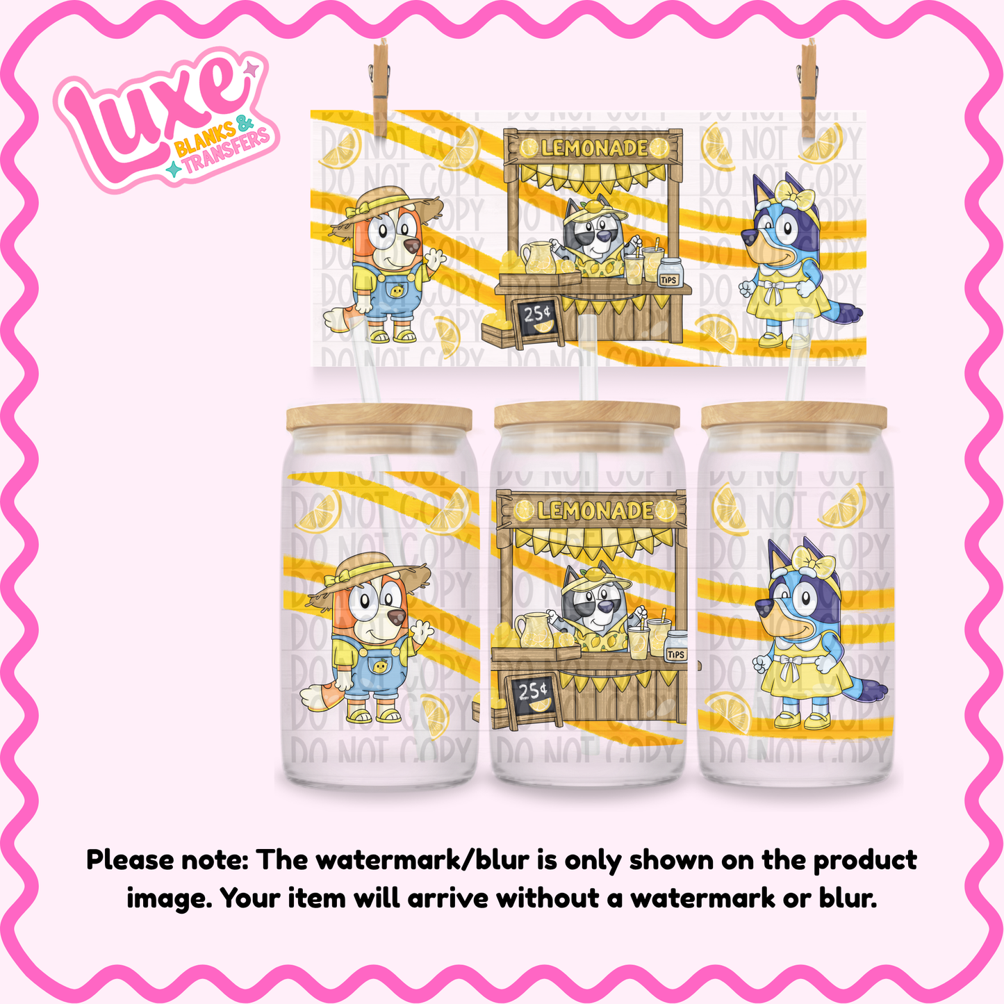 16oz UV DTF Wrap | Blu3 D0g Lemonade (Exclusive) | #3965