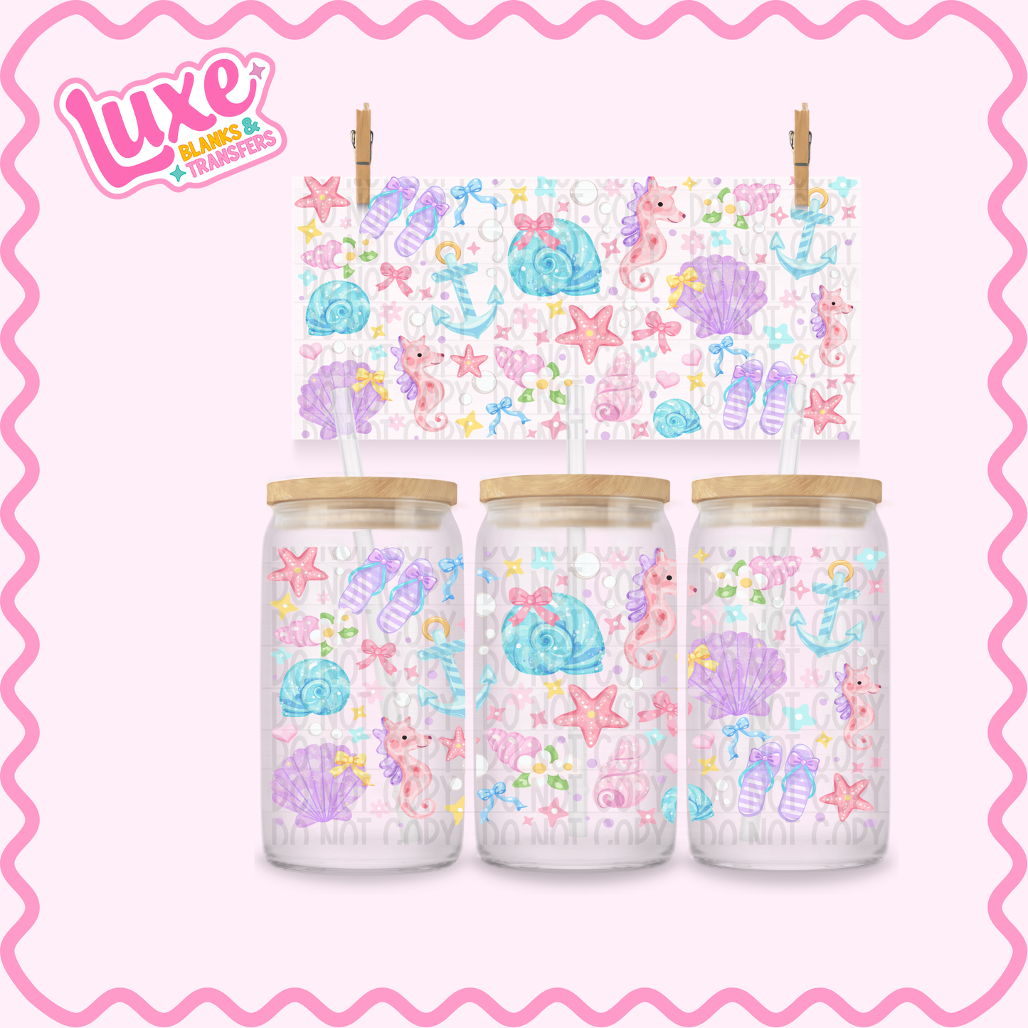 16oz UV DTF Wrap | Pastel Ocean Pattern | #3487
