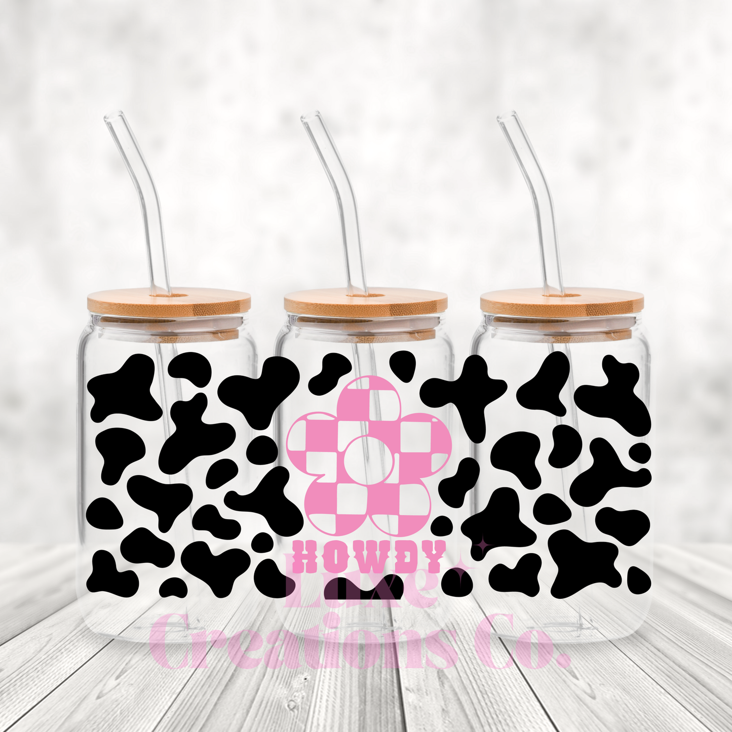 Pink Howdy Cow Print UV DTF Wrap (#60)