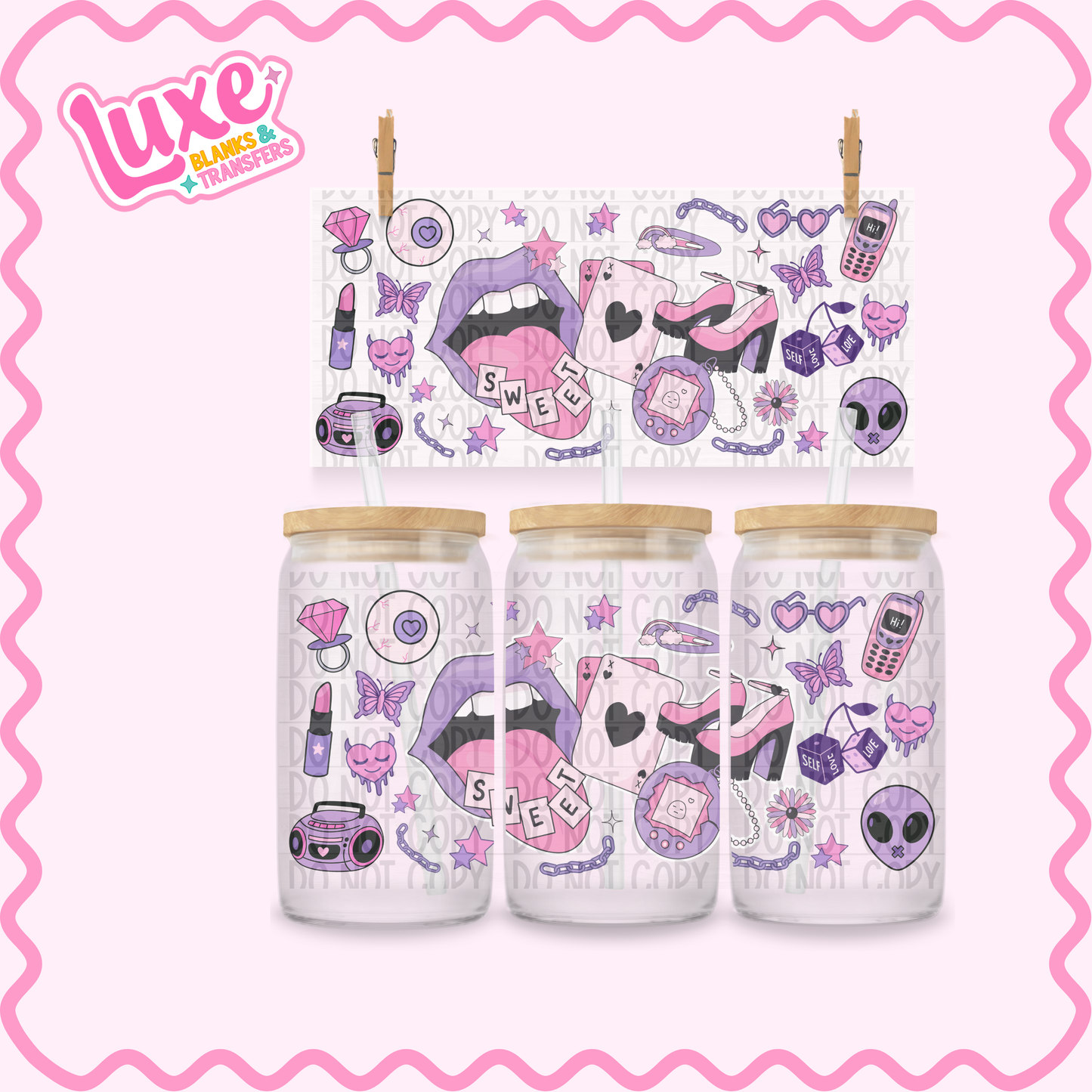 16oz UV DTF Wrap | Purple Pattern | #2524