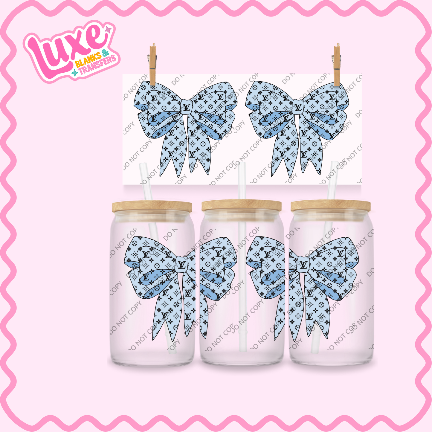 16oz UV DTF Wrap | LV Bow Blue | #2225