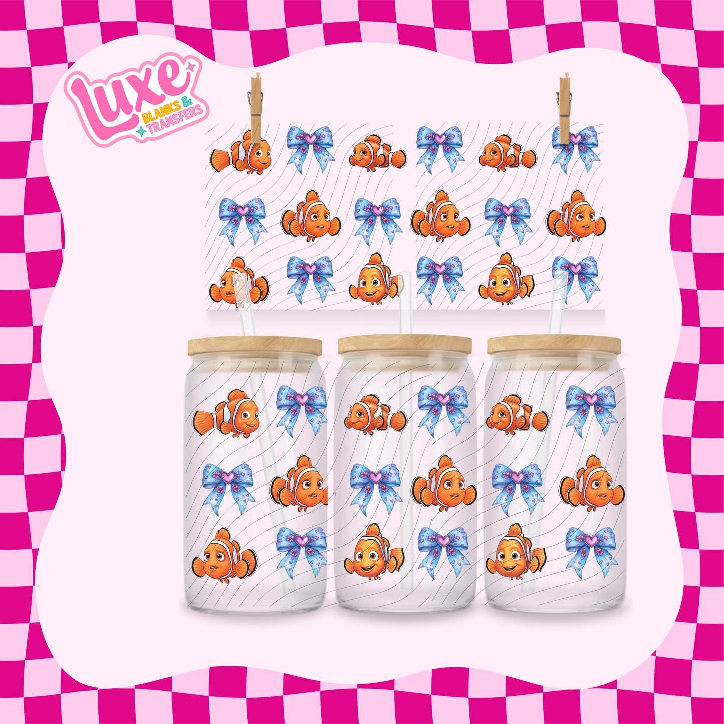 Finding Fish Movie Bows | 16oz UV DTF Wrap | #1750