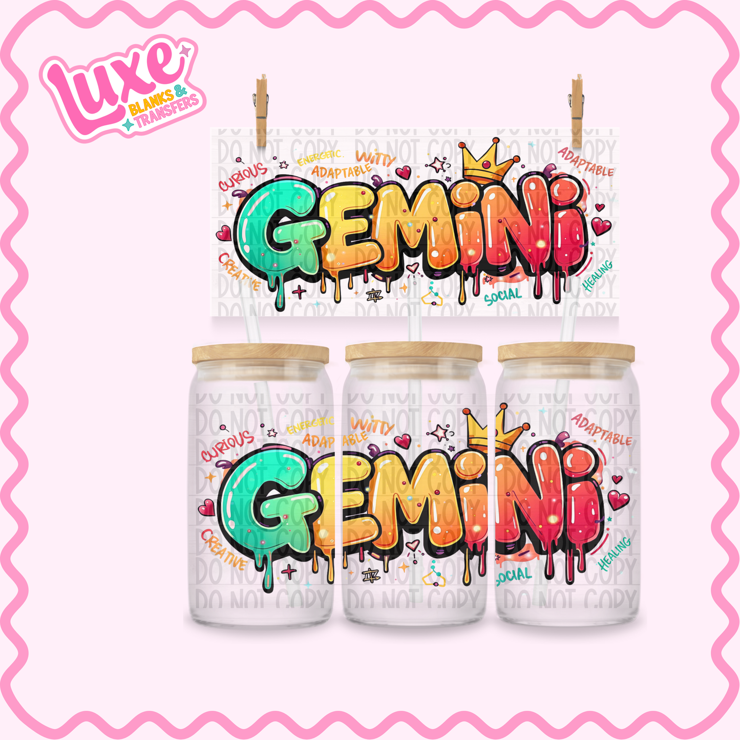 16oz UV DTF Wrap | Gemini Star Sign | #3500
