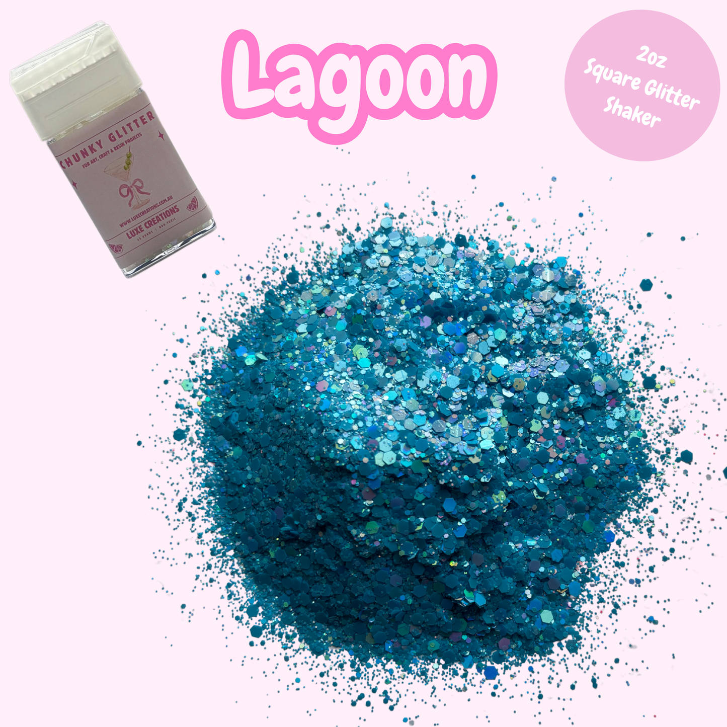 "Lagoon" Chunky Glitter (2oz Square Glitter Shaker)