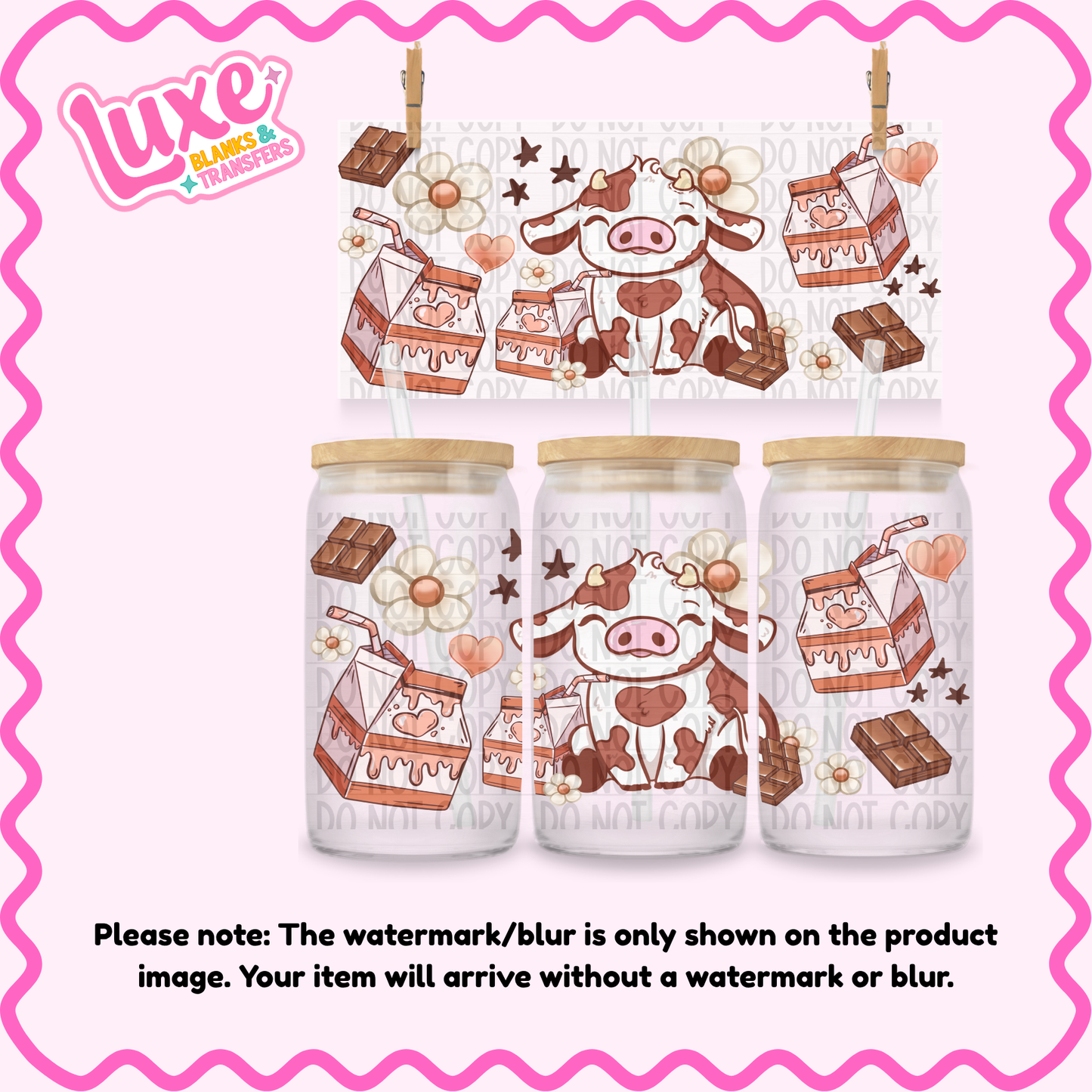 16oz UV DTF Wrap | Choc Milk Cow | #3983