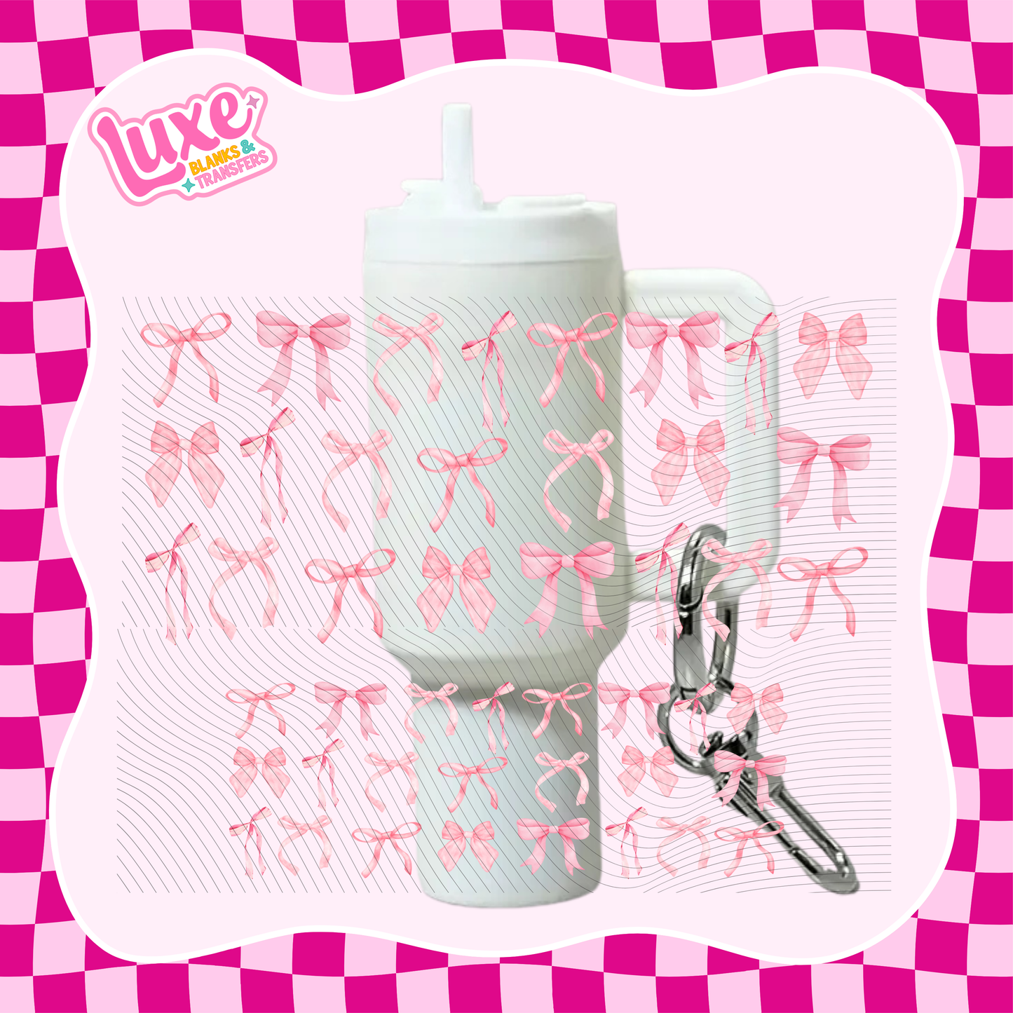 Mini Keychain Tumbler UV DTF Wrap | Pink Bows | #E14