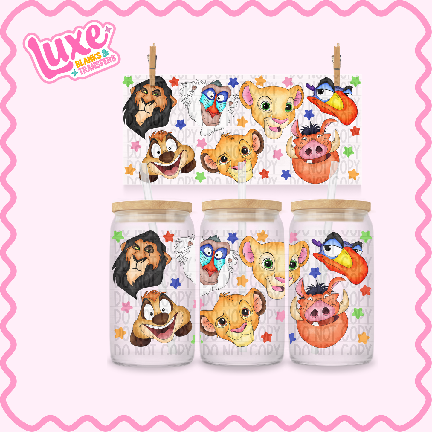 16oz UV DTF Wrap | Lion Characters | #3513
