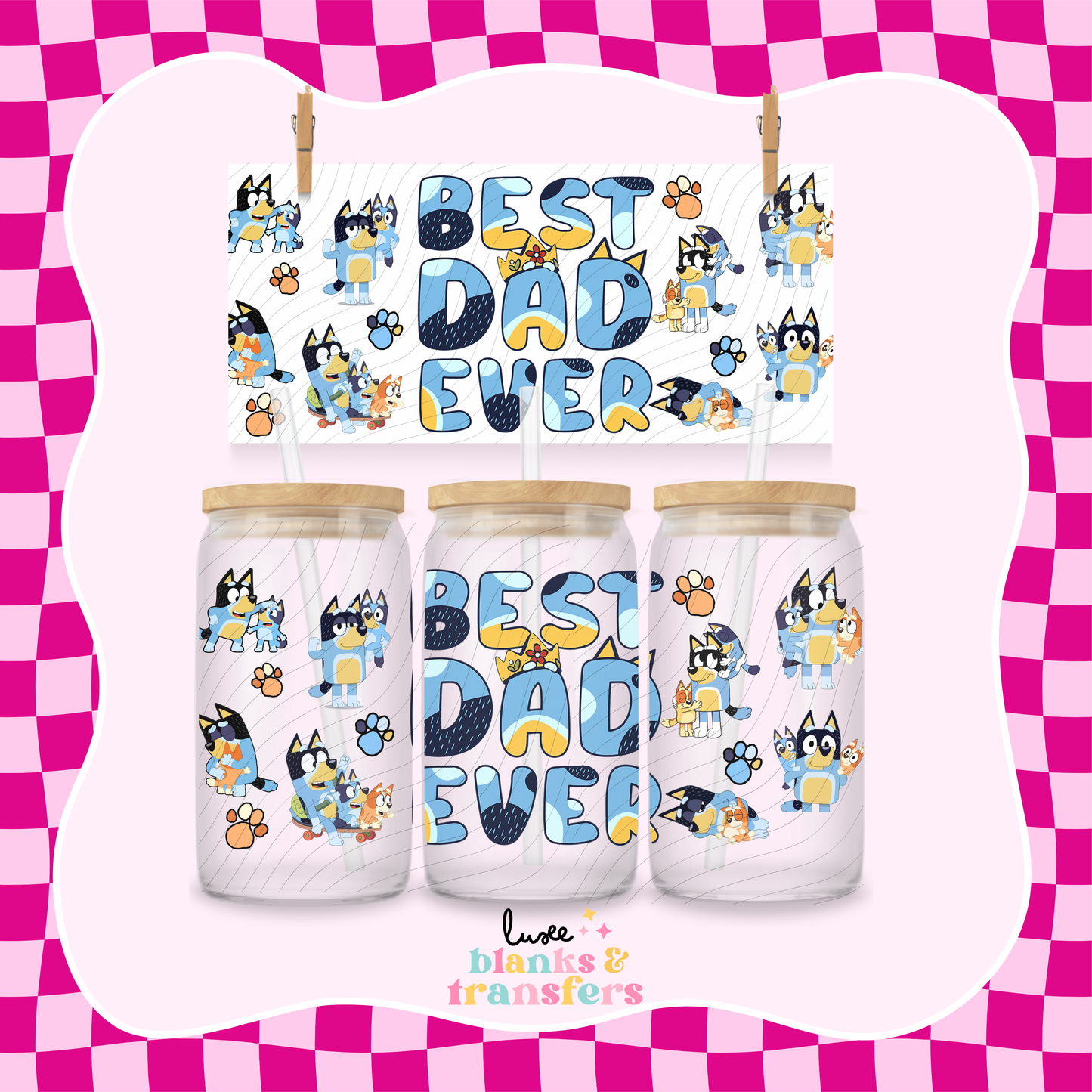 Blue Dog Best Dad UV DTF Wrap (#424)
