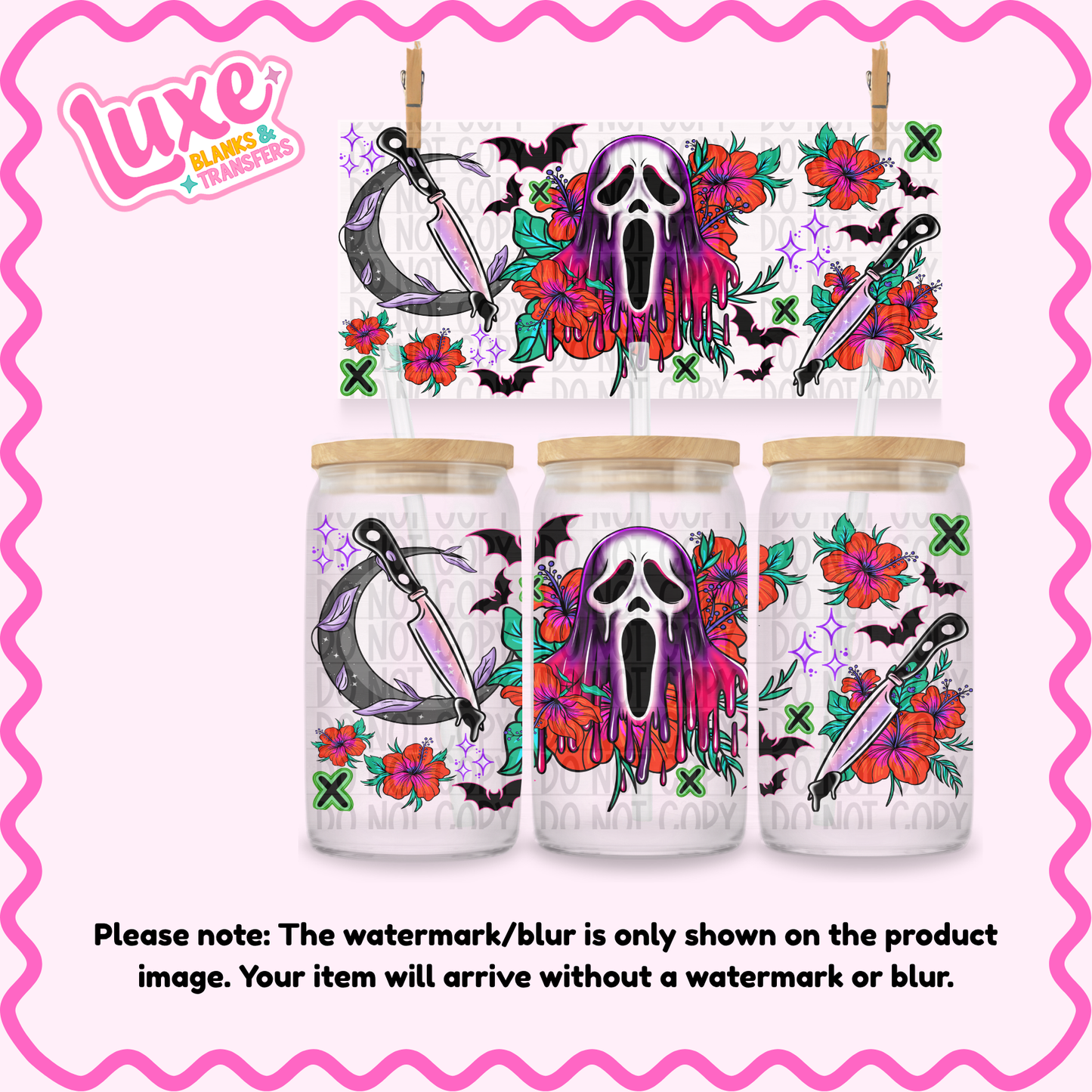 16oz UV DTF Wrap | Ghosty Flowers | #4009