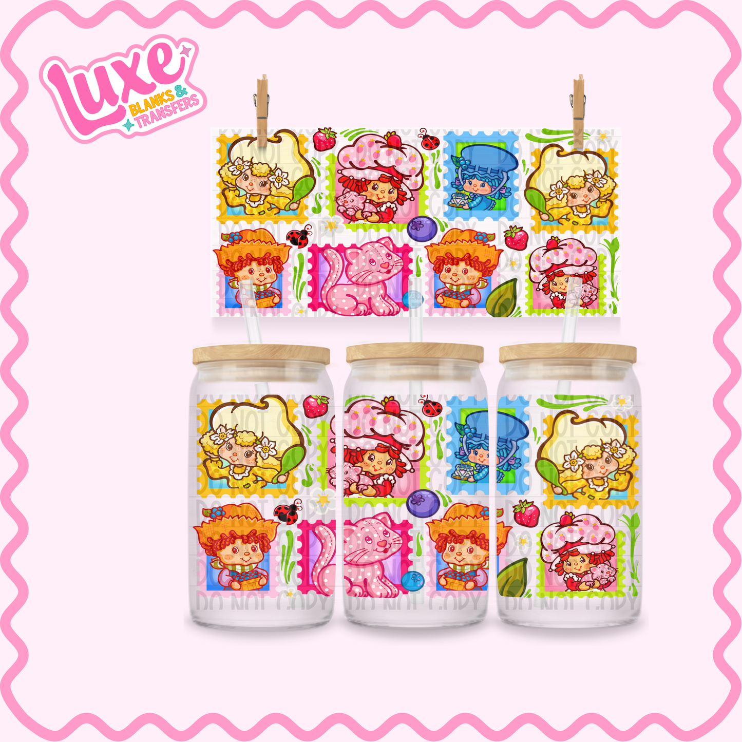 16oz UV DTF Wrap | Strawberry Stamps | #3532