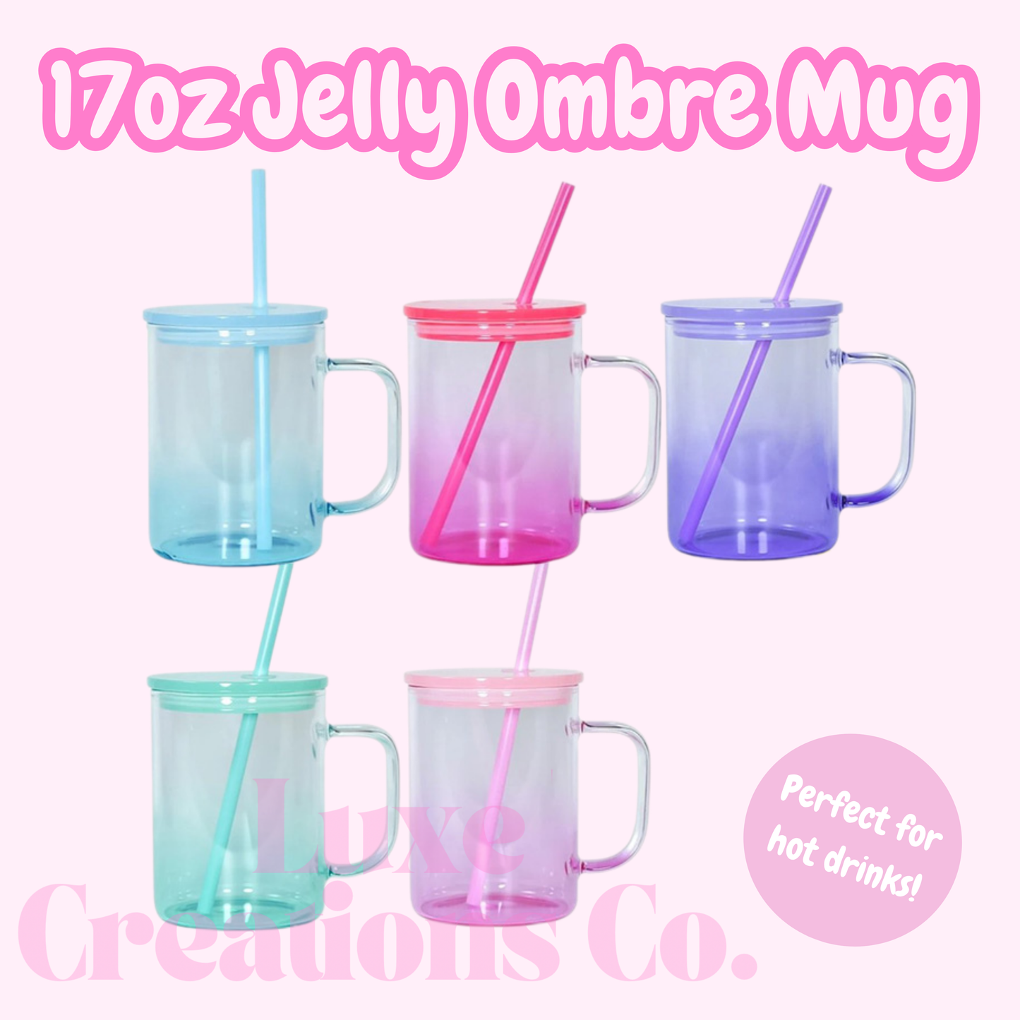 17oz Jelly Ombre Glass Mug