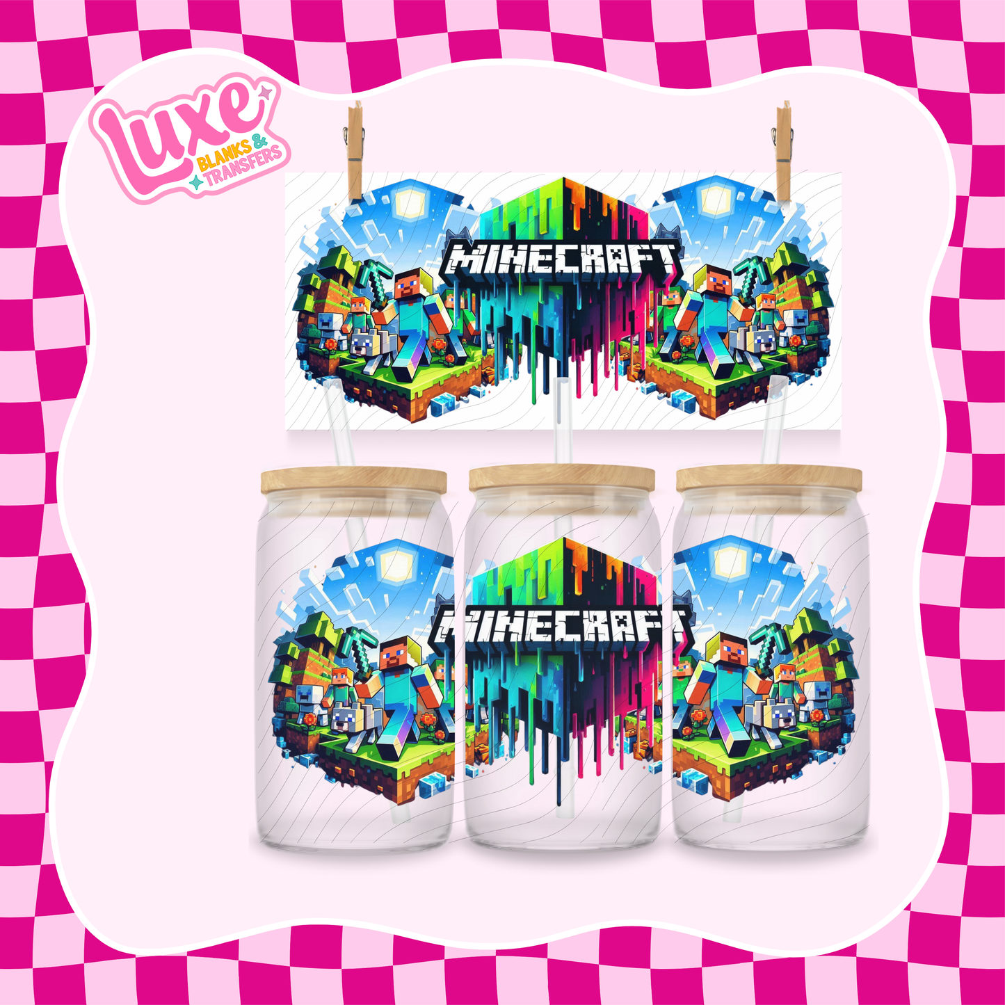 Mine Game Colour Drip | 16oz UV DTF Wrap | #1287