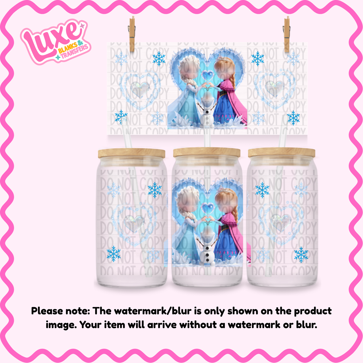 16oz UV DTF Wrap | Ice Sisters Blue Heart | #N97