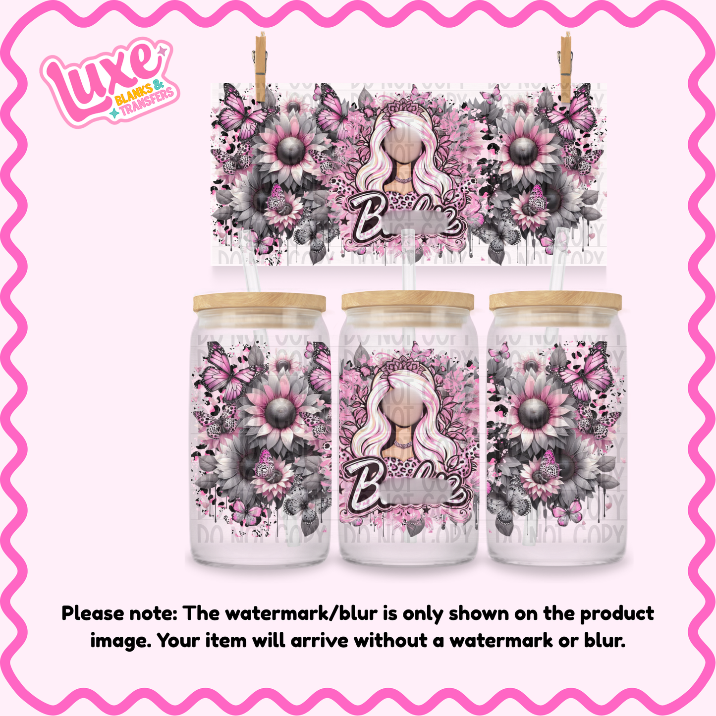 16oz UV DTF Wrap | B4rb Girl Flowers | #2166