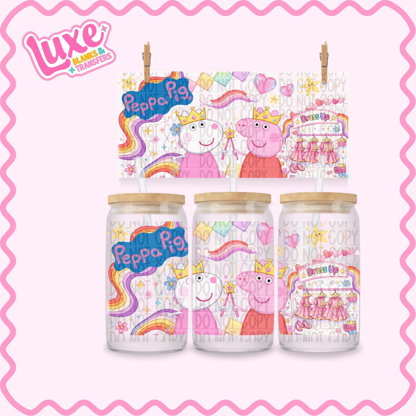 16oz UV DTF Wrap | Peppa Crown Cutesy | #2570