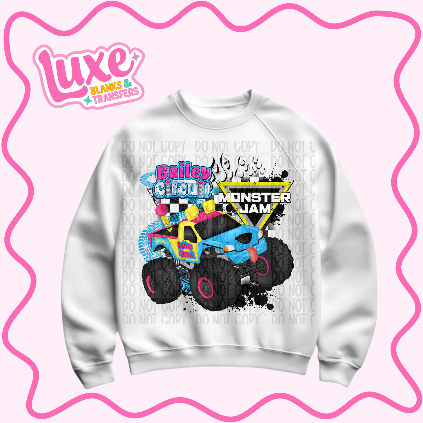 DTF Heat Transfer | Monster Truck Bailey Flame | #749