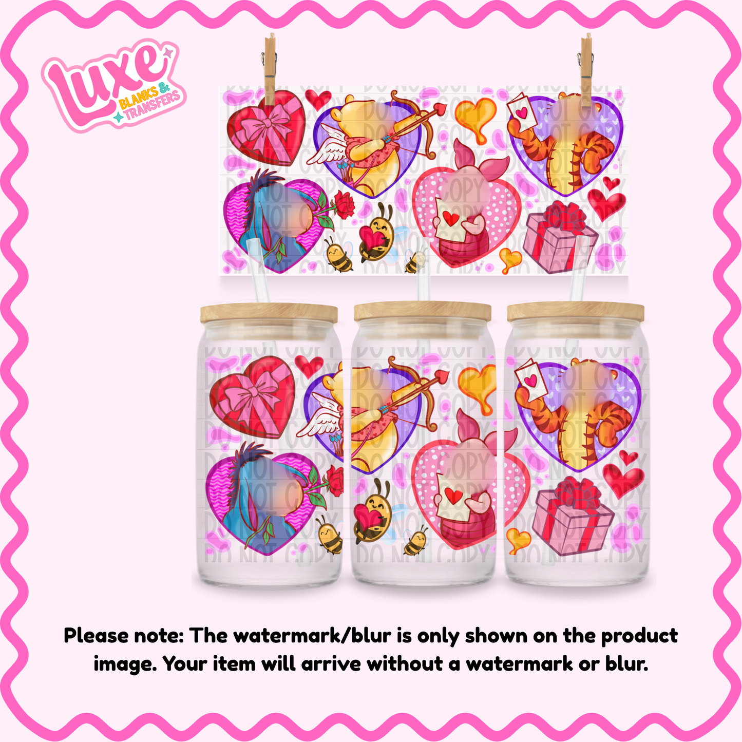 16oz UV DTF Wrap | Yellow Bear Friends Hearts | #2216A