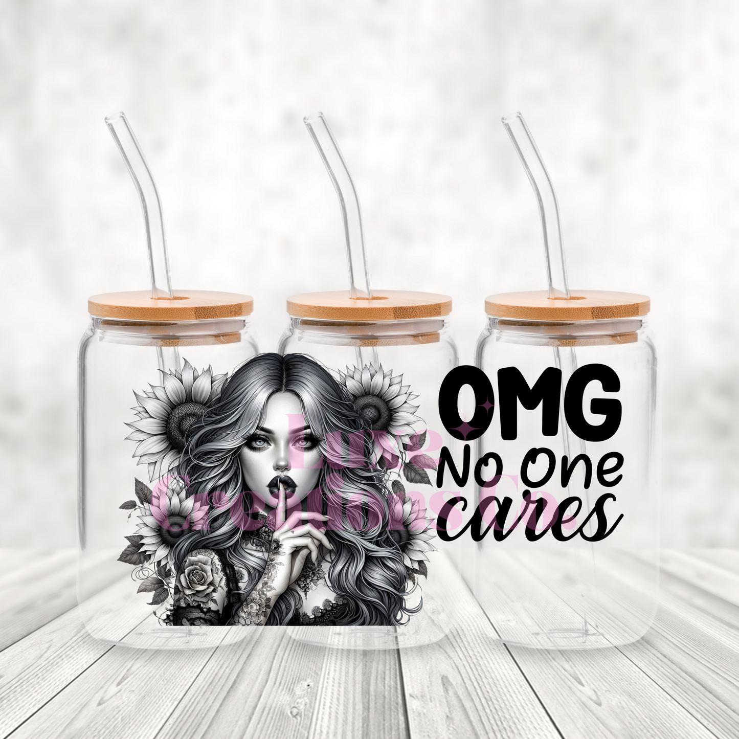 "No One Cares" UV DTF Wrap (#145)