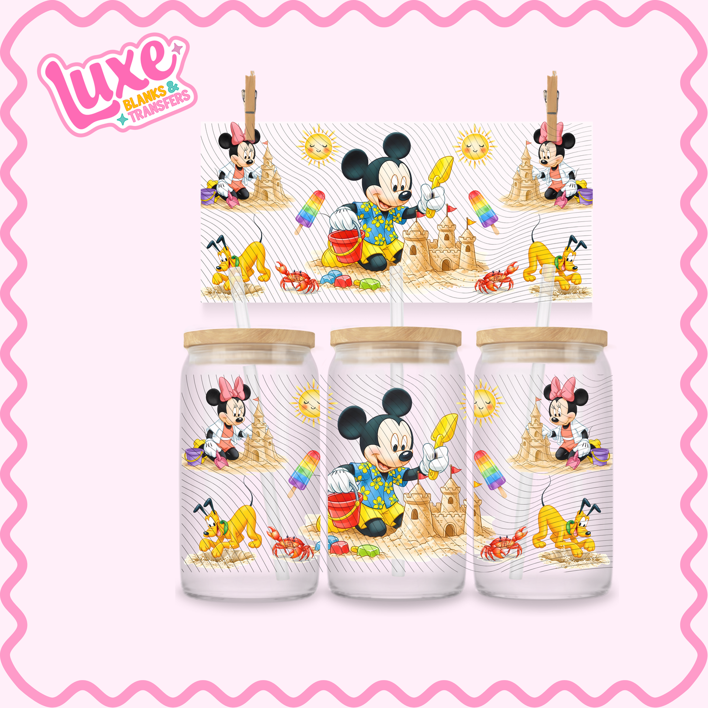 16oz UV DTF Wrap | Mouse Character Beach | #3065