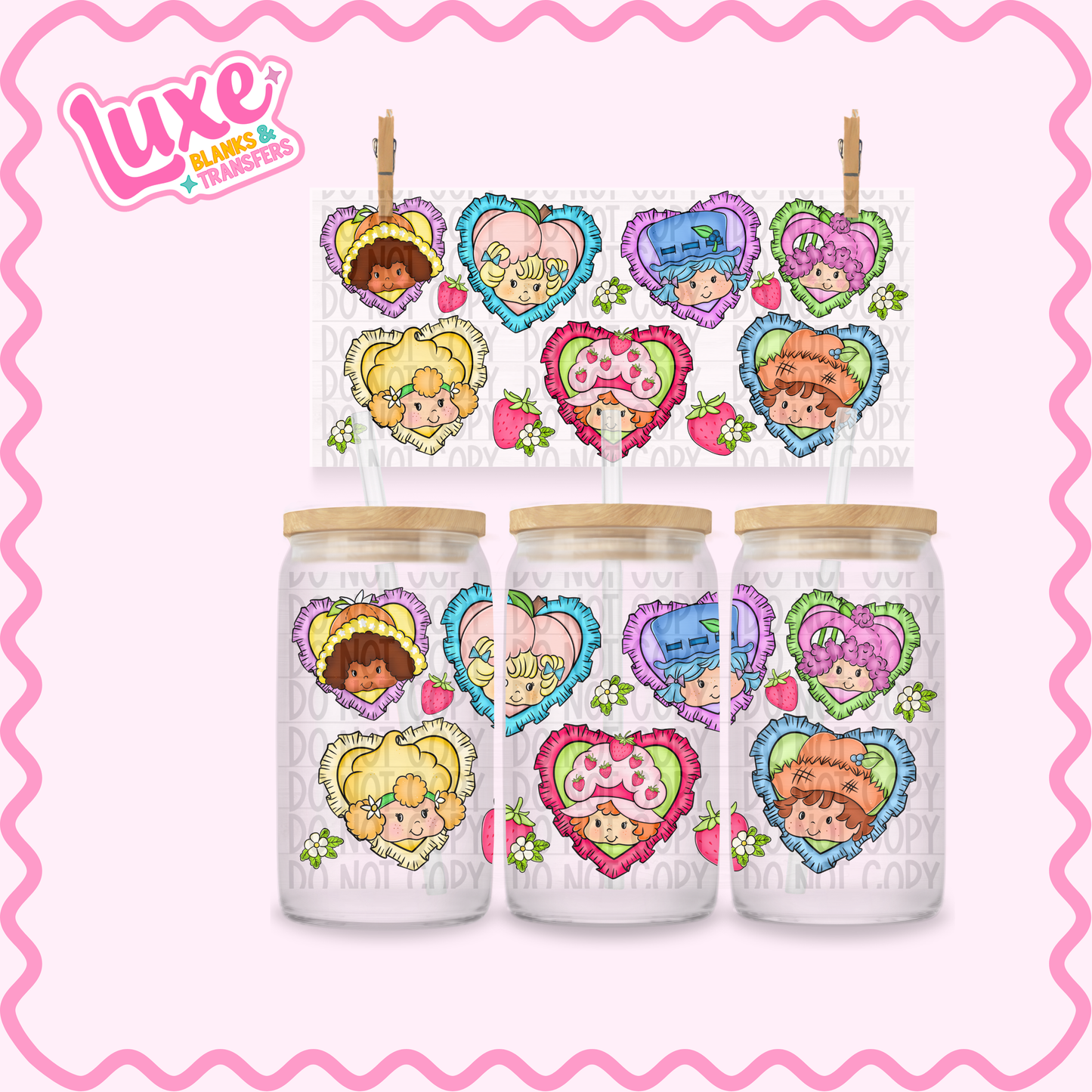 16oz UV DTF Wrap | Strawb. Character Hearts | #2586