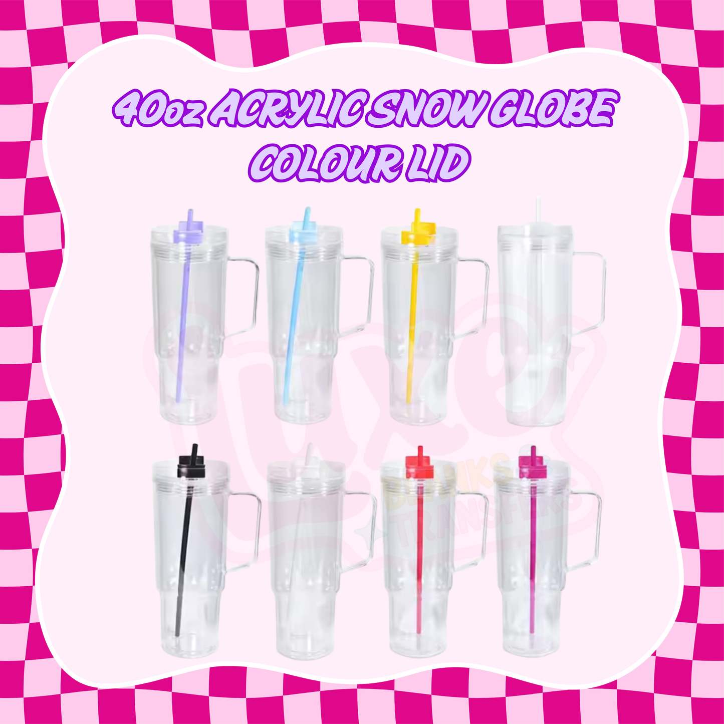 40oz Acrylic Snow Globe Tumbler (Colour Lid)