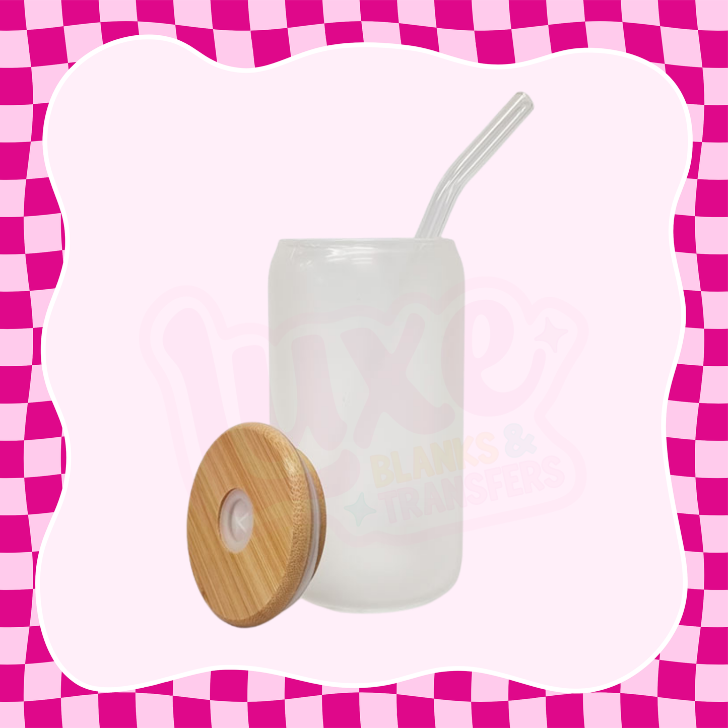 16oz Frosted Glass Libbey (Bamboo Lid)