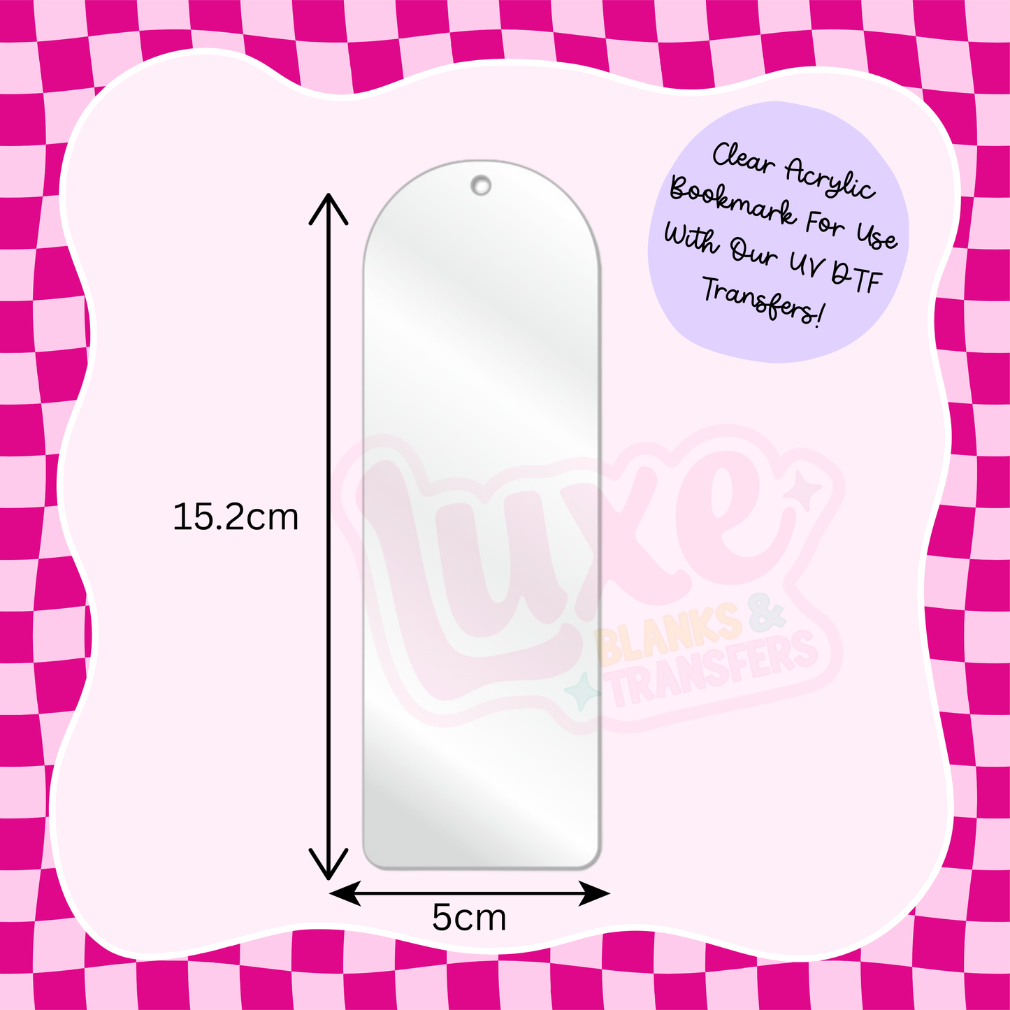 Clear Acrylic Bookmark Blank