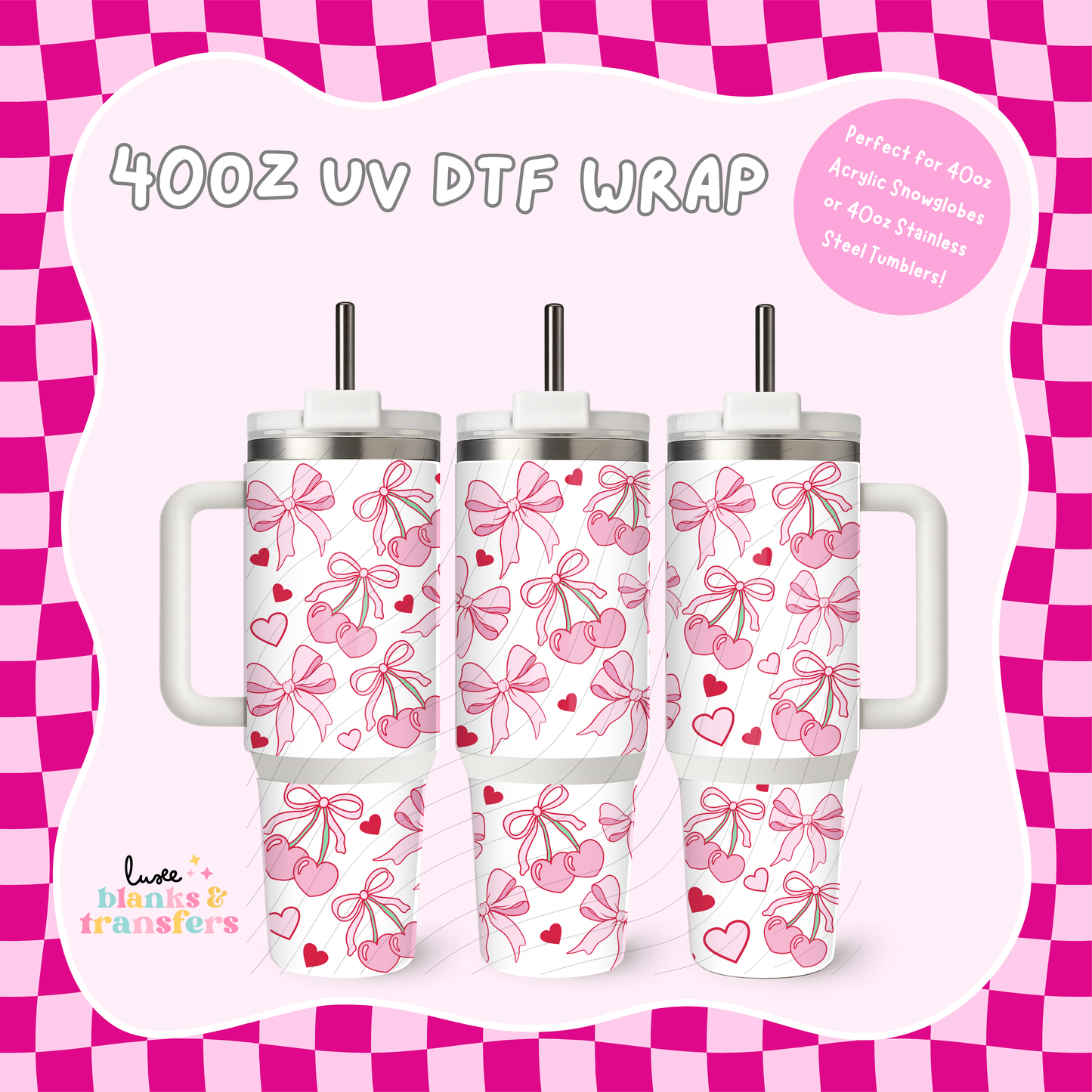 Cherry Bows 40oz UV DTF Wrap (#B01)