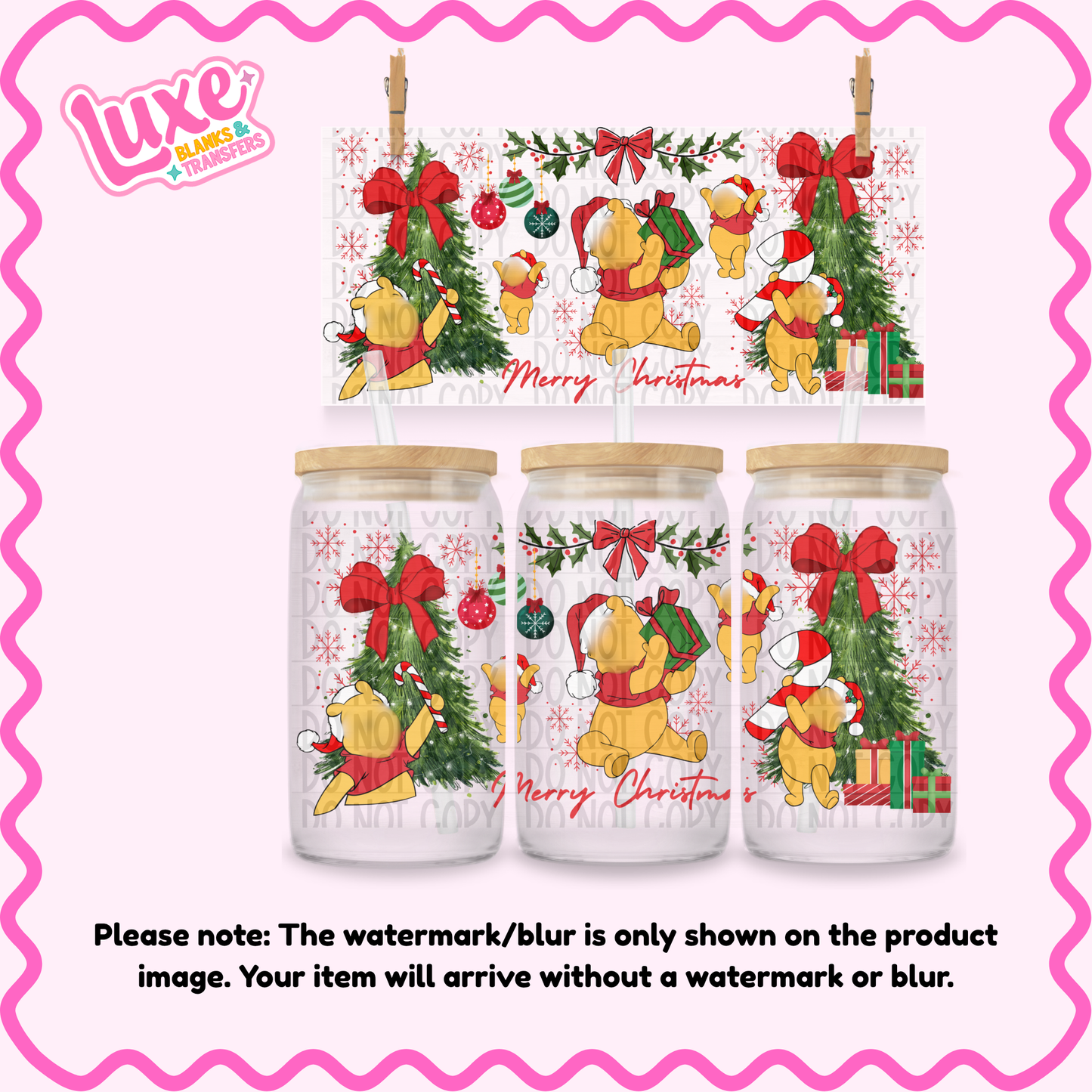 16oz UV DTF Wrap | Yellow Bear Christmas | #1077