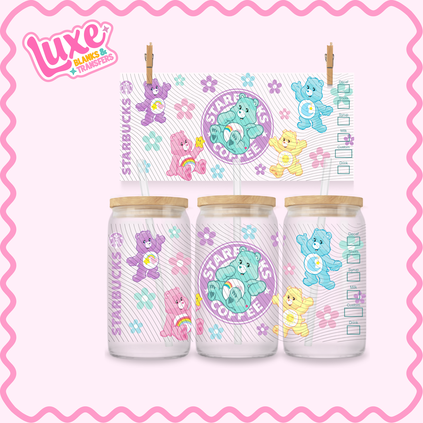 16oz UV DTF Wrap | Pastel Bears | #3086