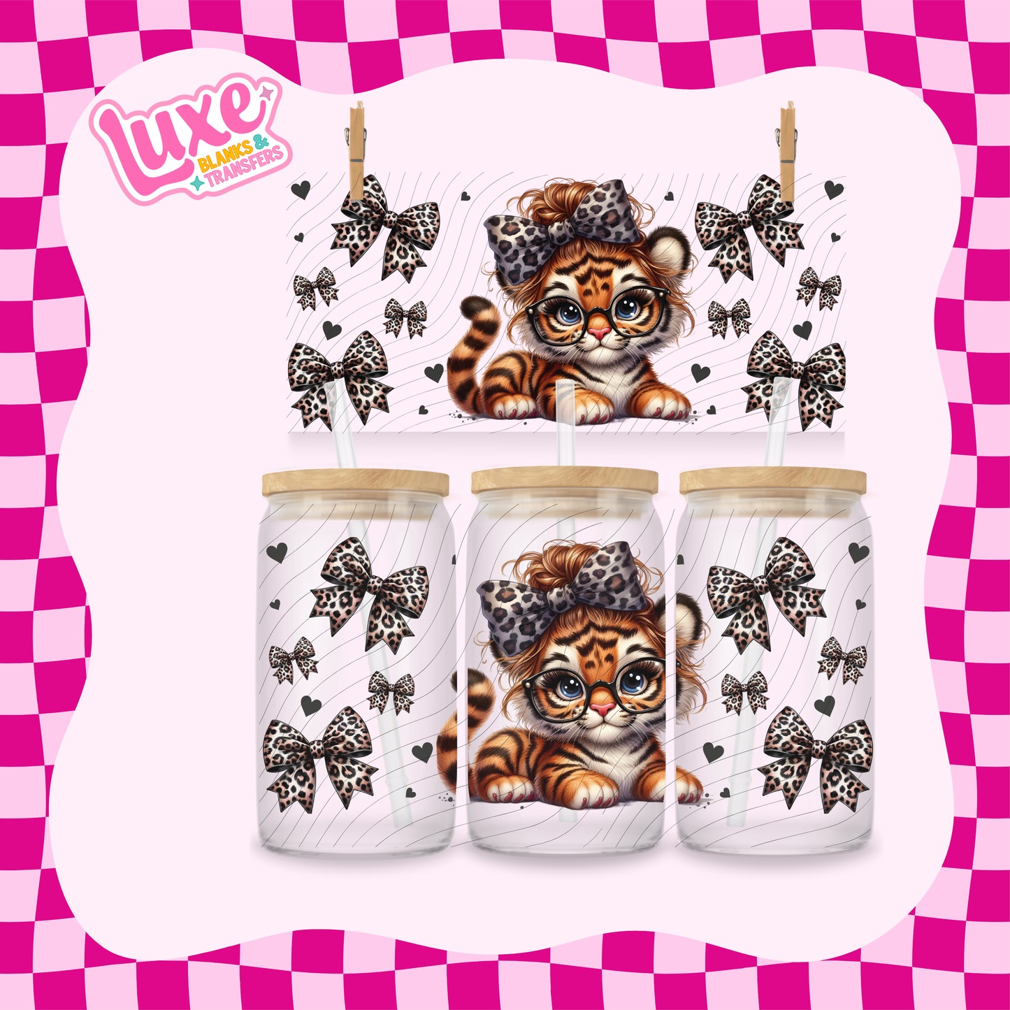 Cutesy Tiger Leopord Print | 16oz UV DTF Wrap | #1635