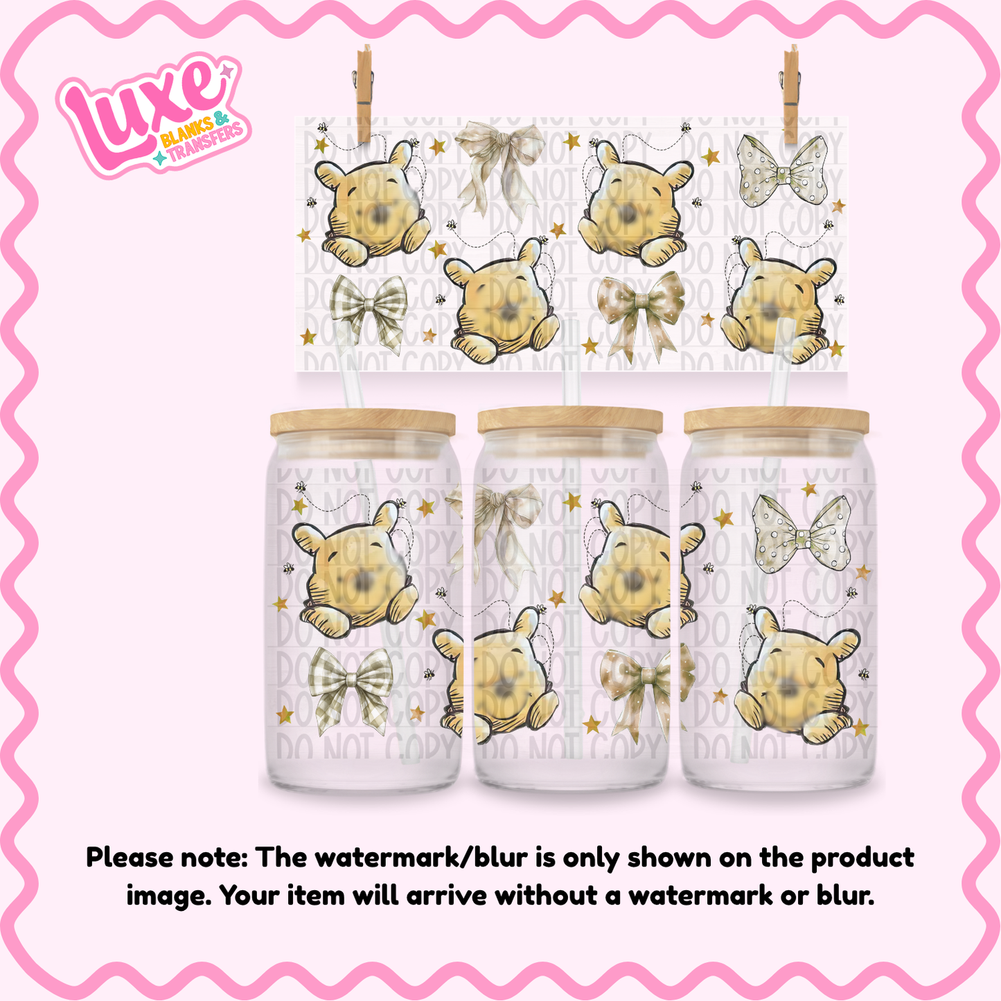 16oz UV DTF Wrap | W1n Gold Bows | #187