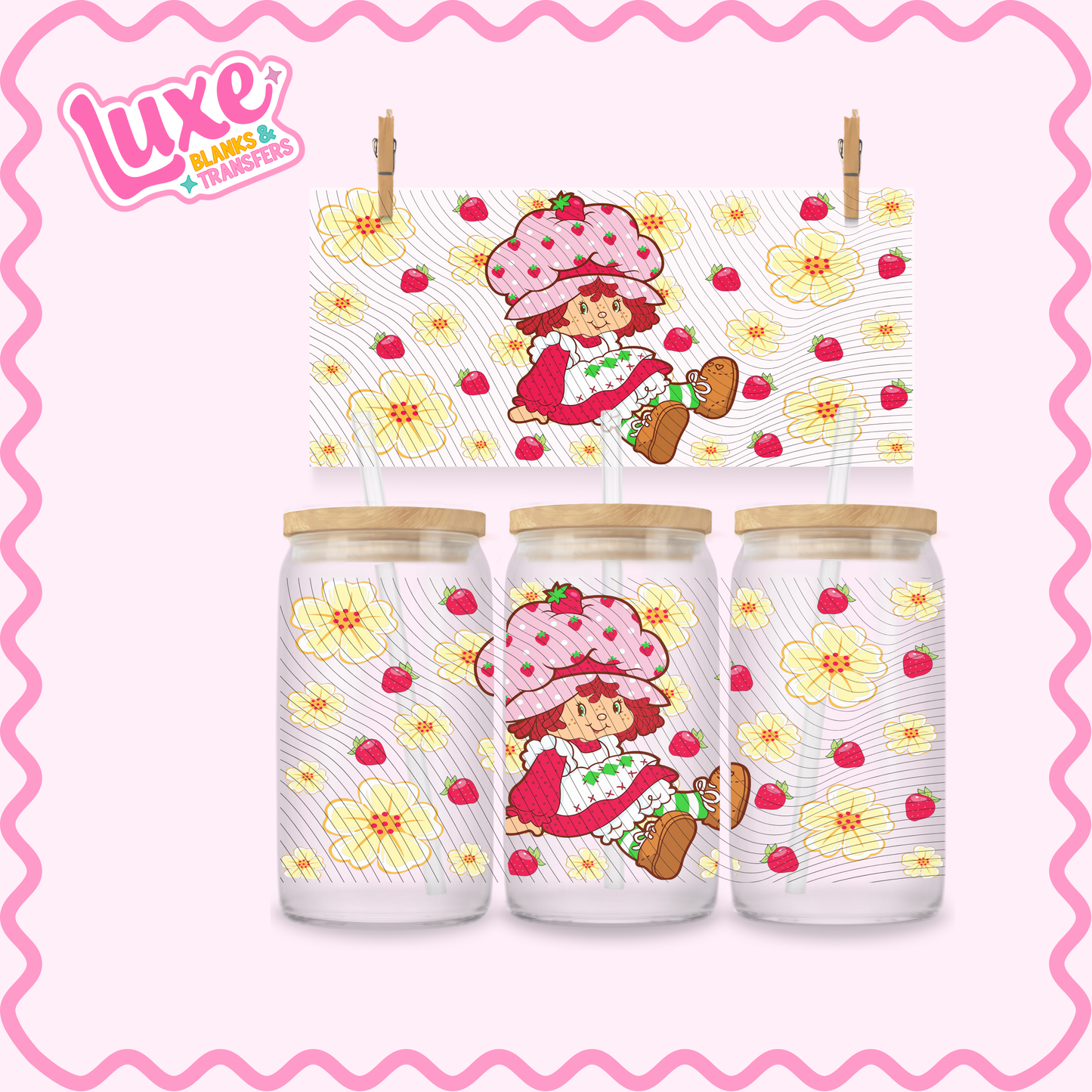16oz UV DTF Wrap | Strawb. Flowers | #3087