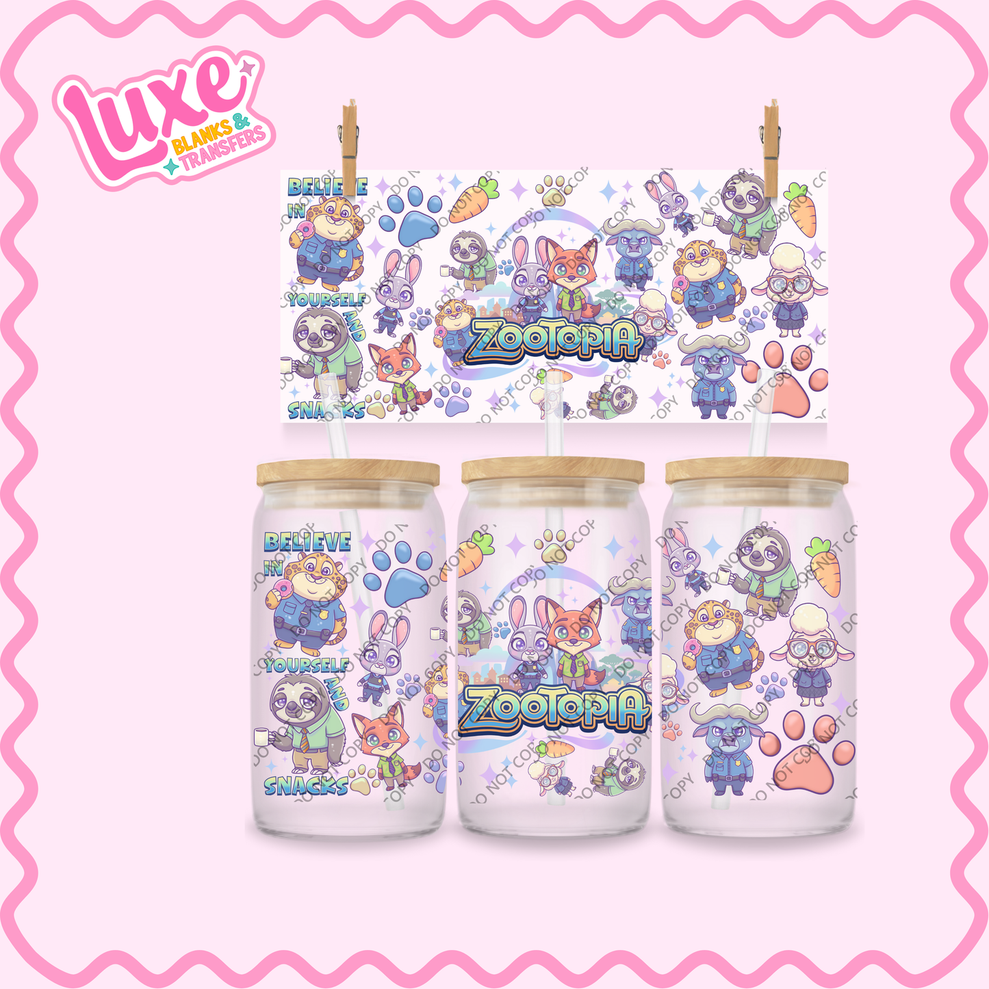 16oz UV DTF Wrap | Cute Zoo Movie | #2293