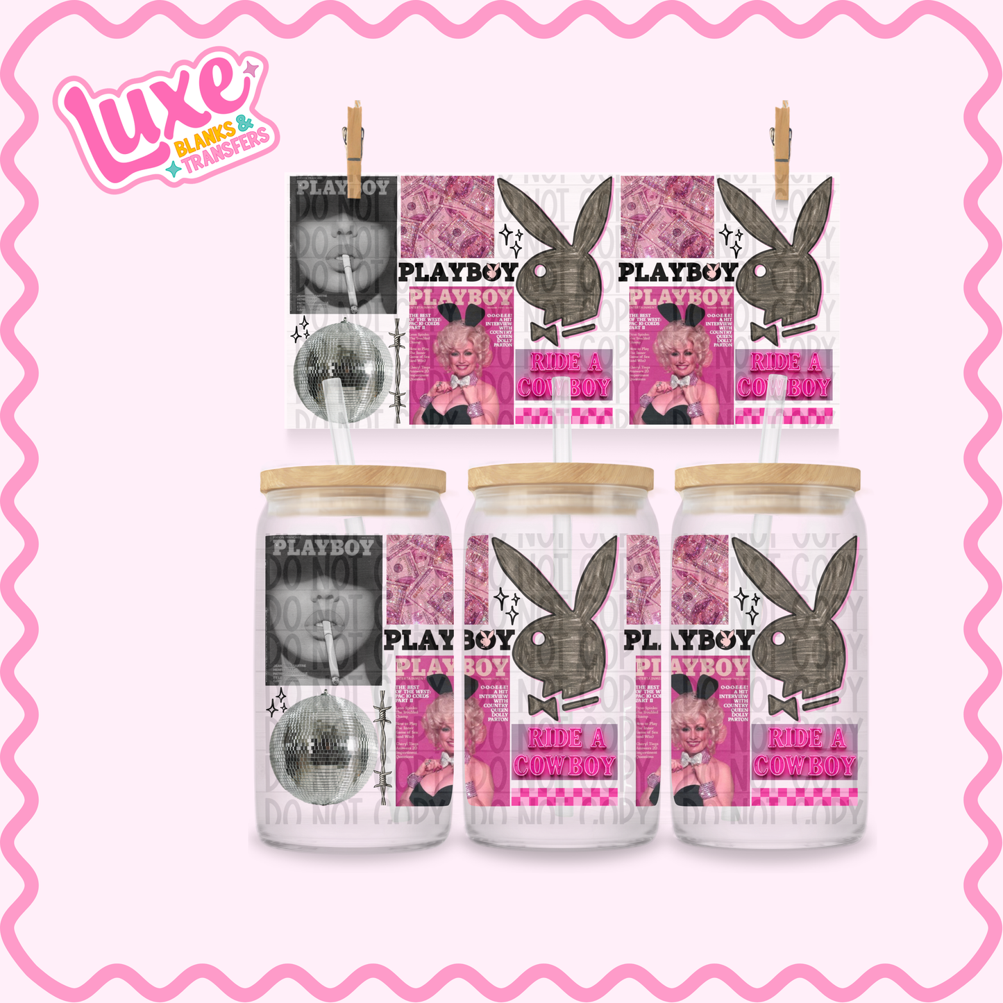 16oz UV DTF Wrap | Play Bunny Collage | #3574